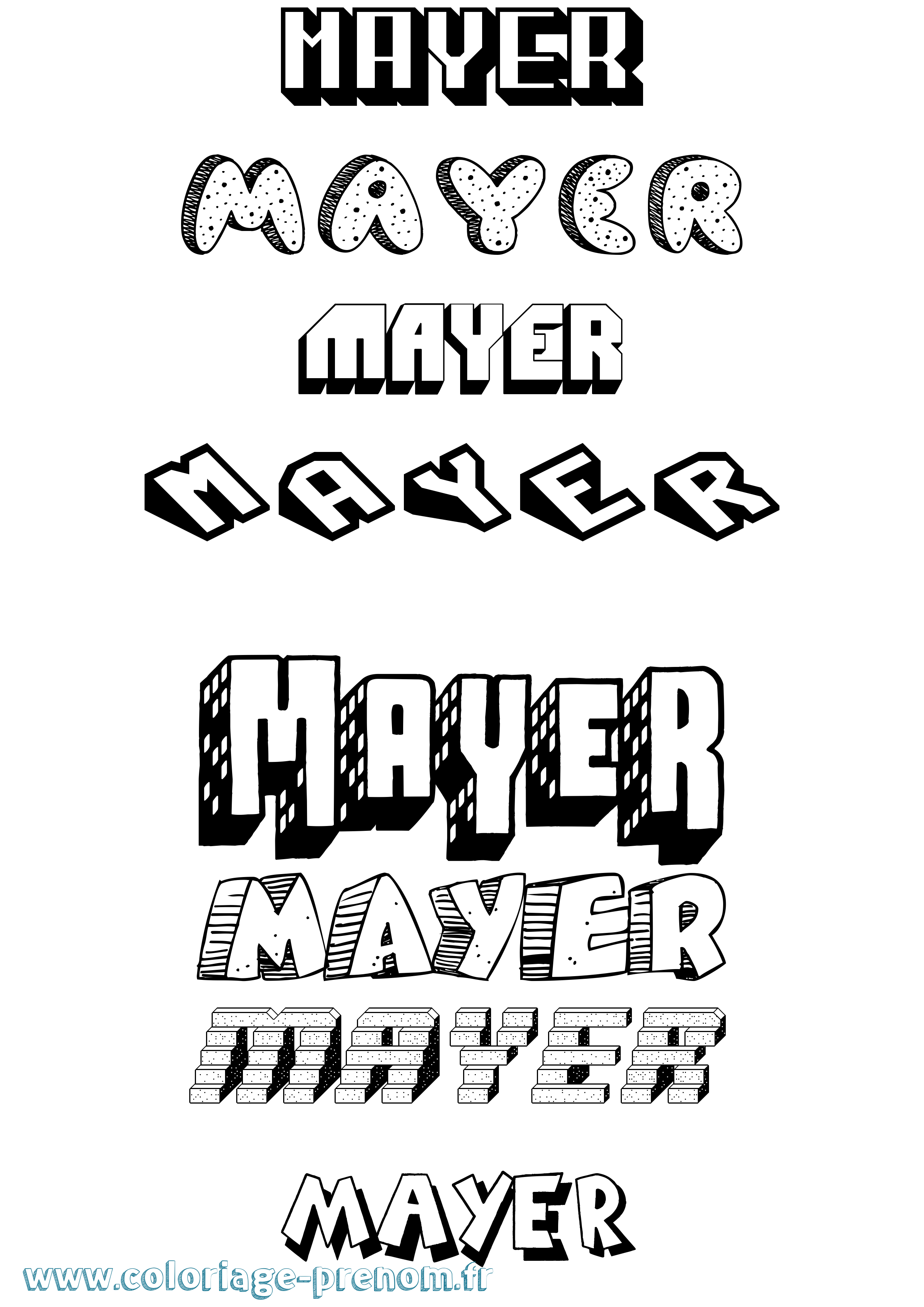 Coloriage prénom Mayer Effet 3D