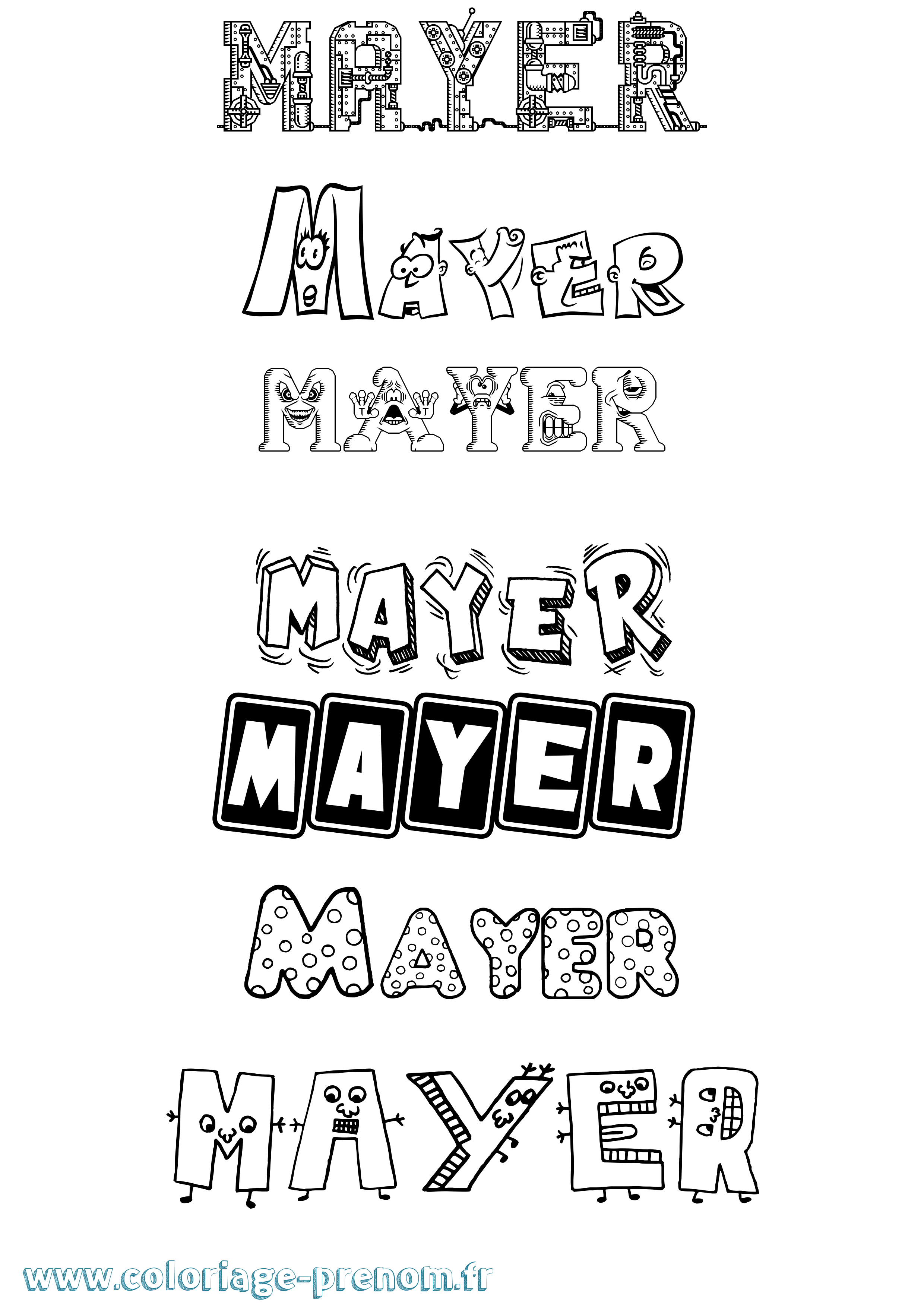 Coloriage prénom Mayer Fun