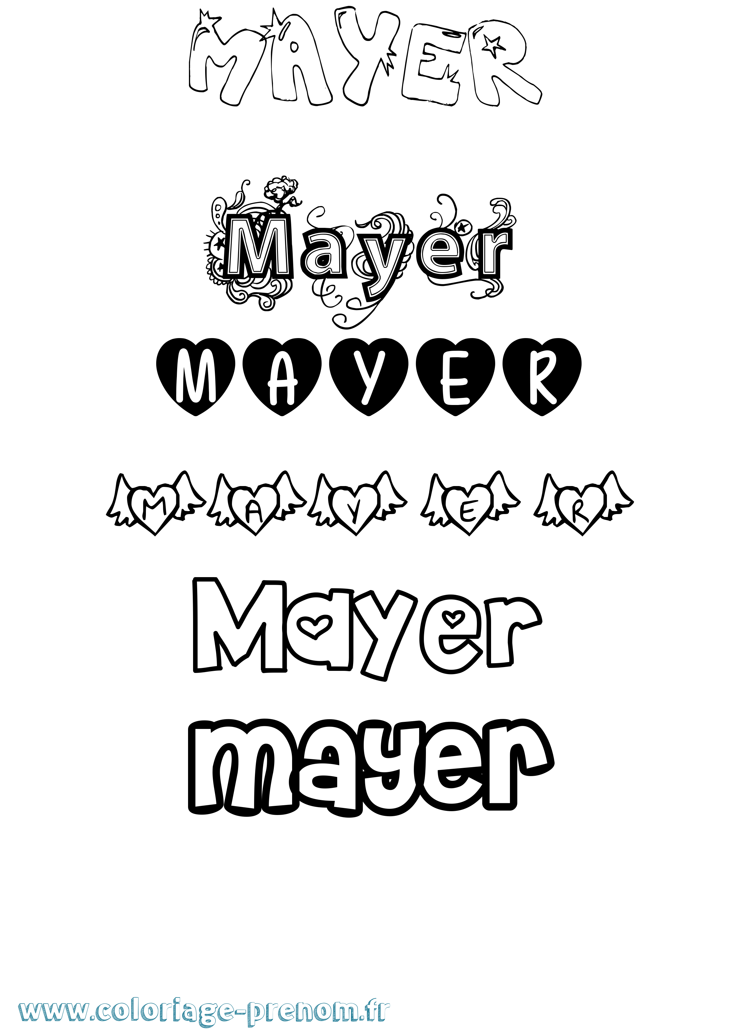 Coloriage prénom Mayer Girly