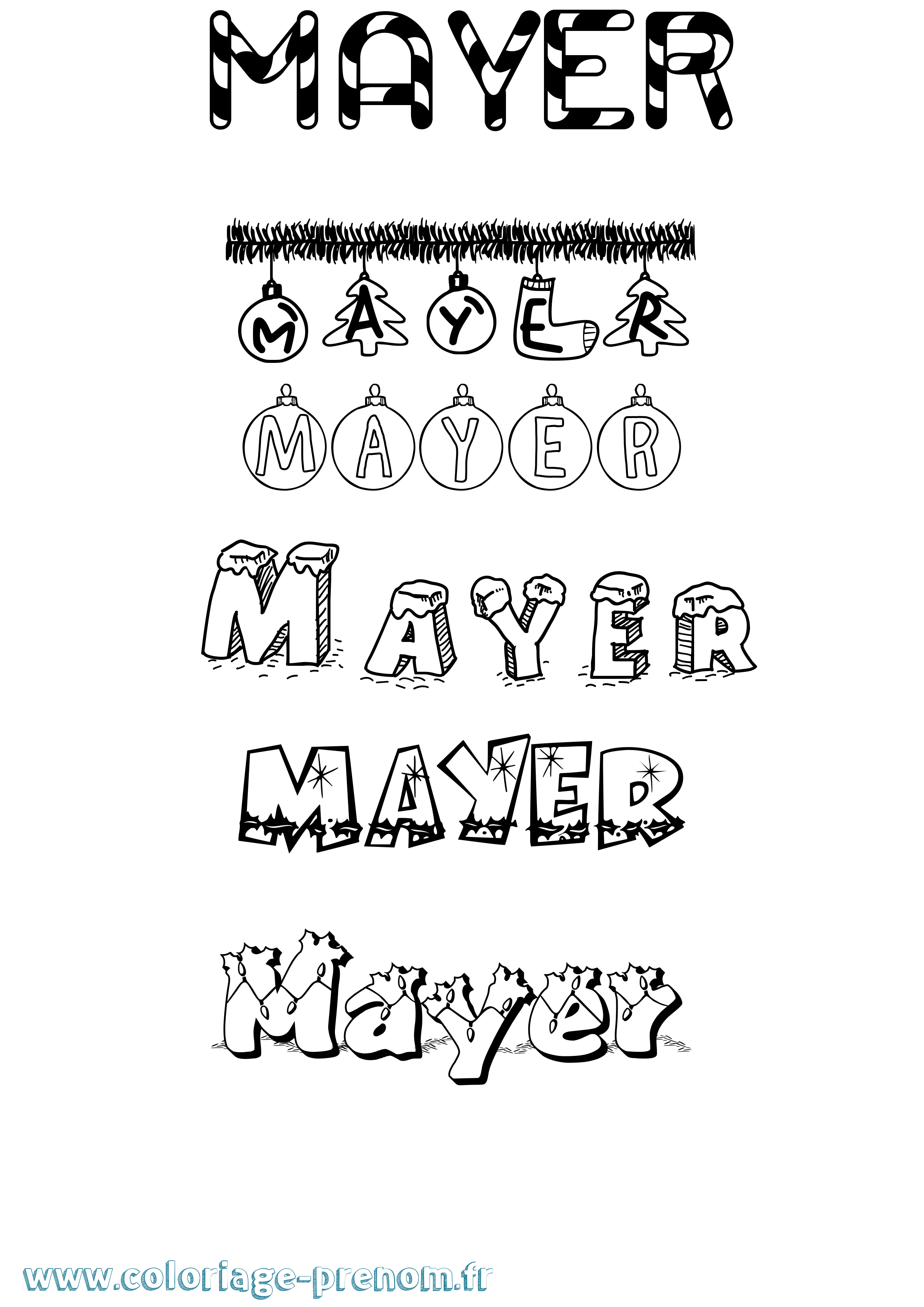 Coloriage prénom Mayer Noël