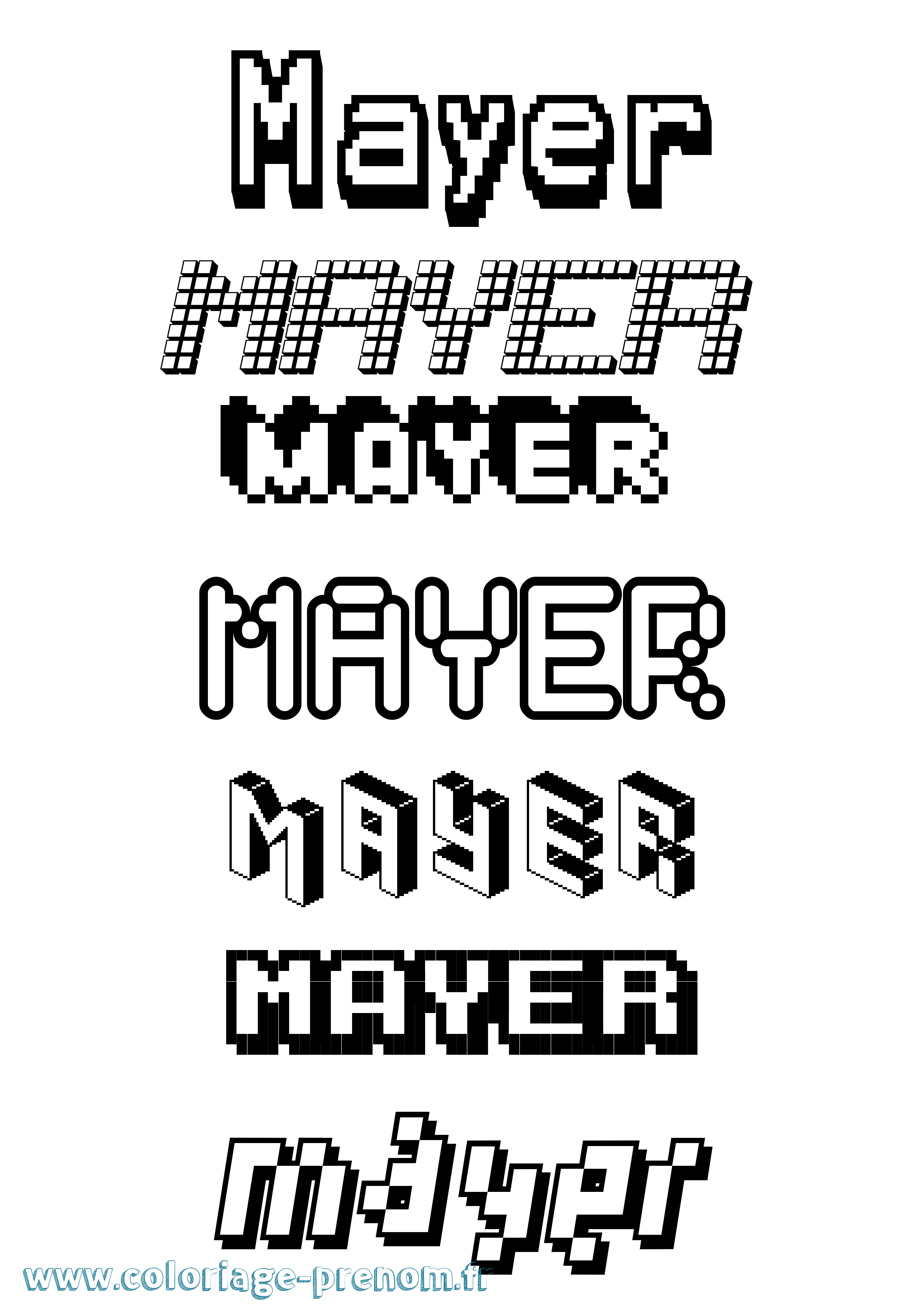 Coloriage prénom Mayer Pixel
