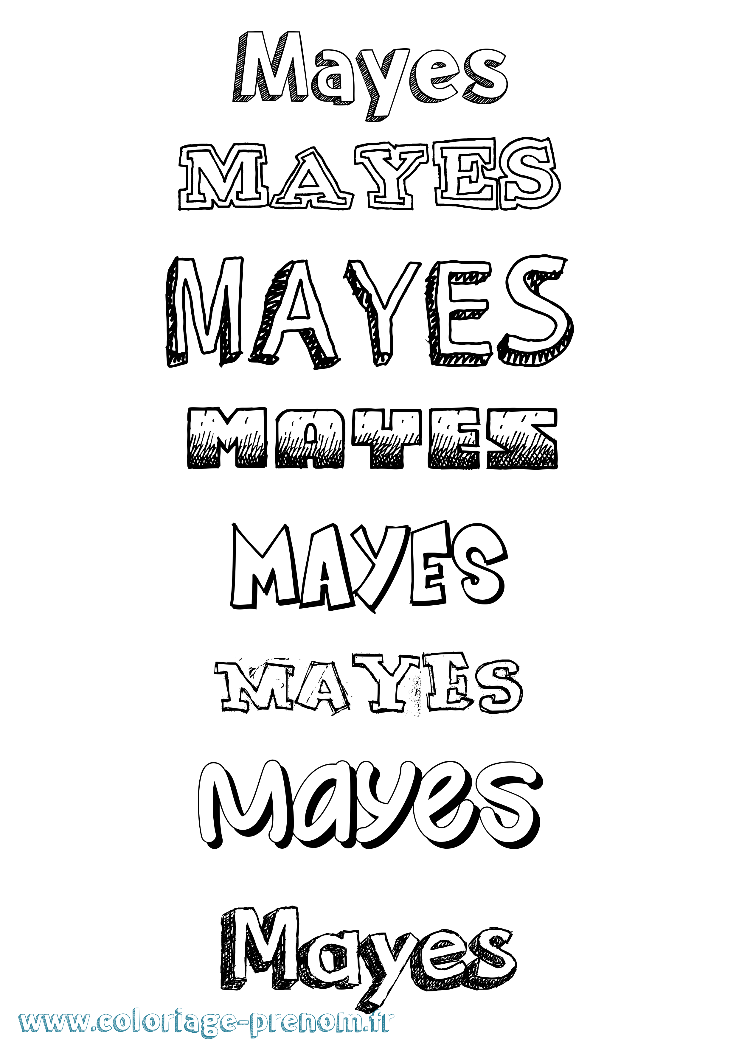 Coloriage prénom Mayes Dessiné