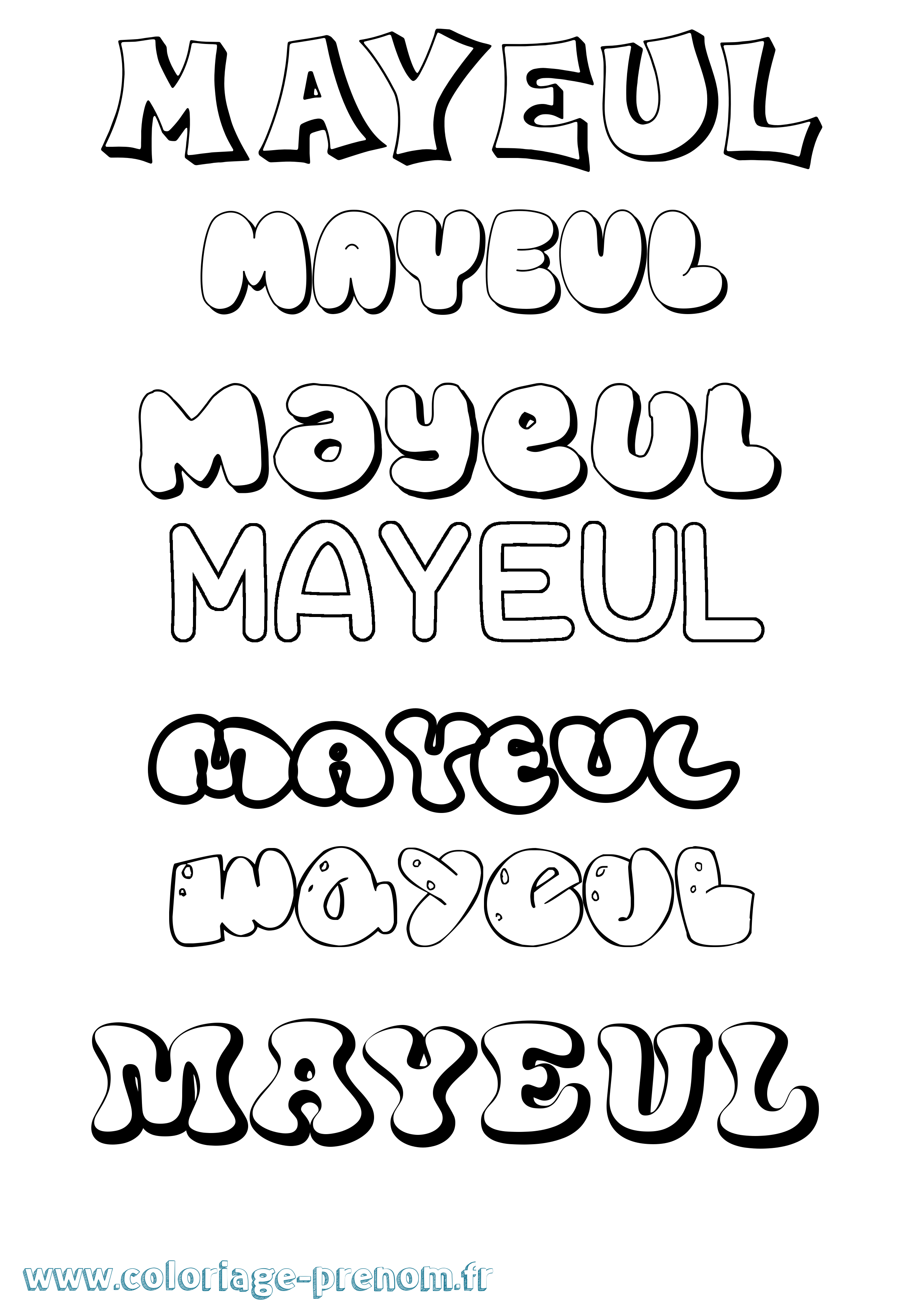 Coloriage Mayeul Bubble Coloriage prénom Mayeul Bubble