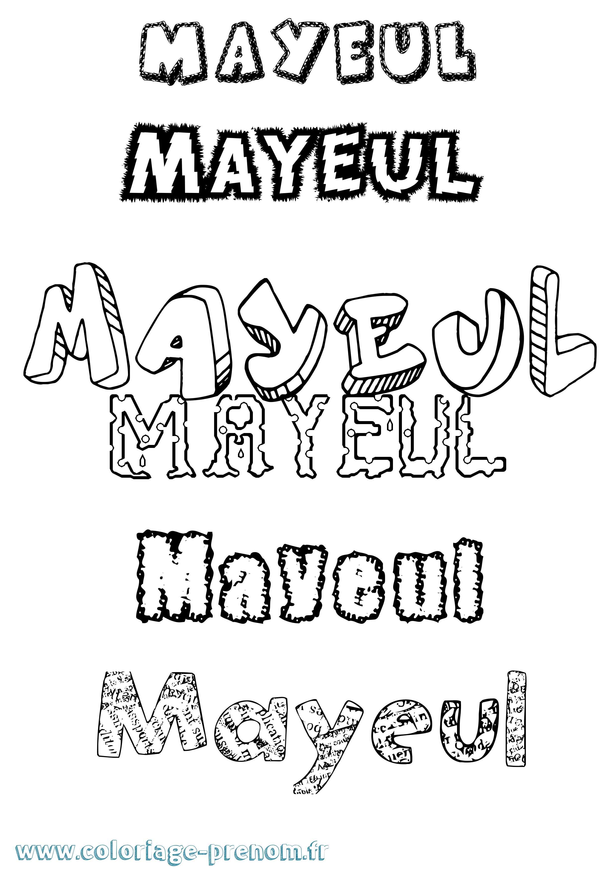 Coloriage prénom Mayeul Destructuré
