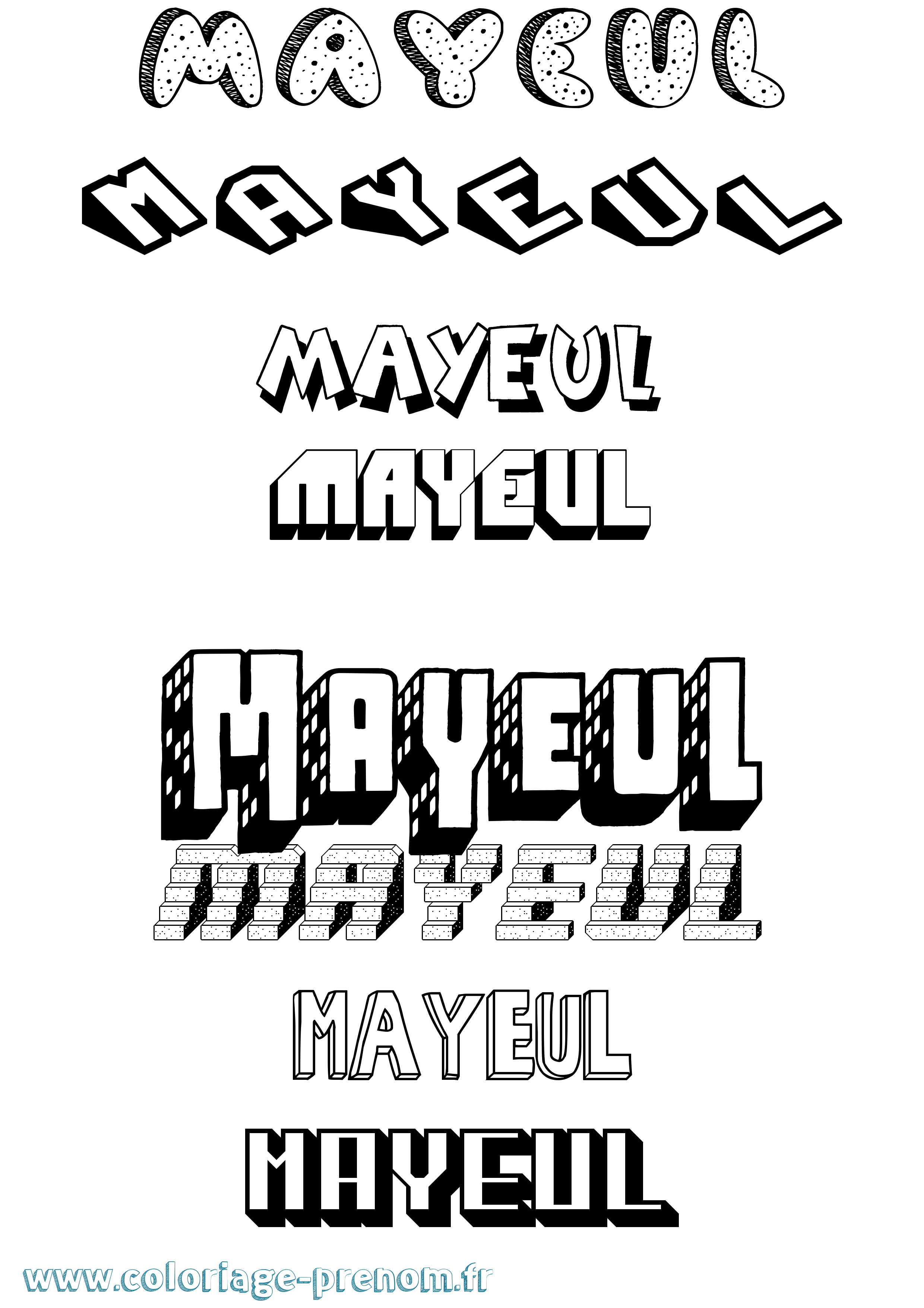 Coloriage Mayeul Effet 3D Coloriage prénom Mayeul Effet 3D