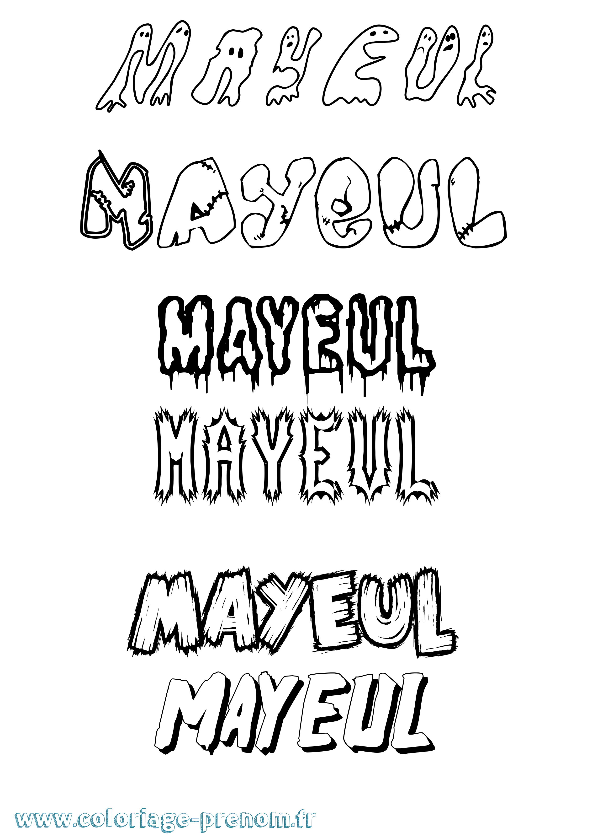 Coloriage prénom Mayeul Frisson
