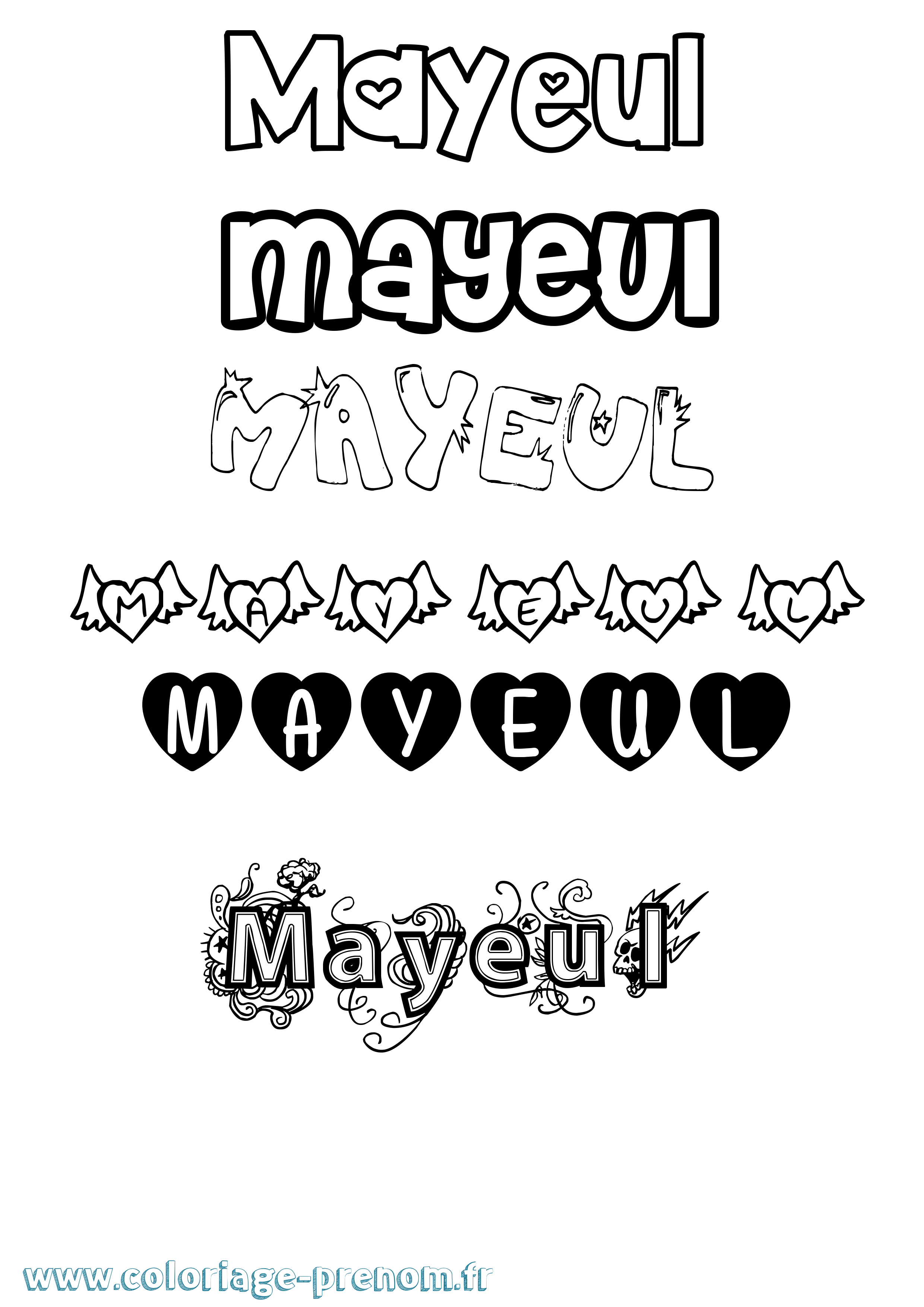Coloriage Mayeul Girly Coloriage prénom Mayeul Girly
