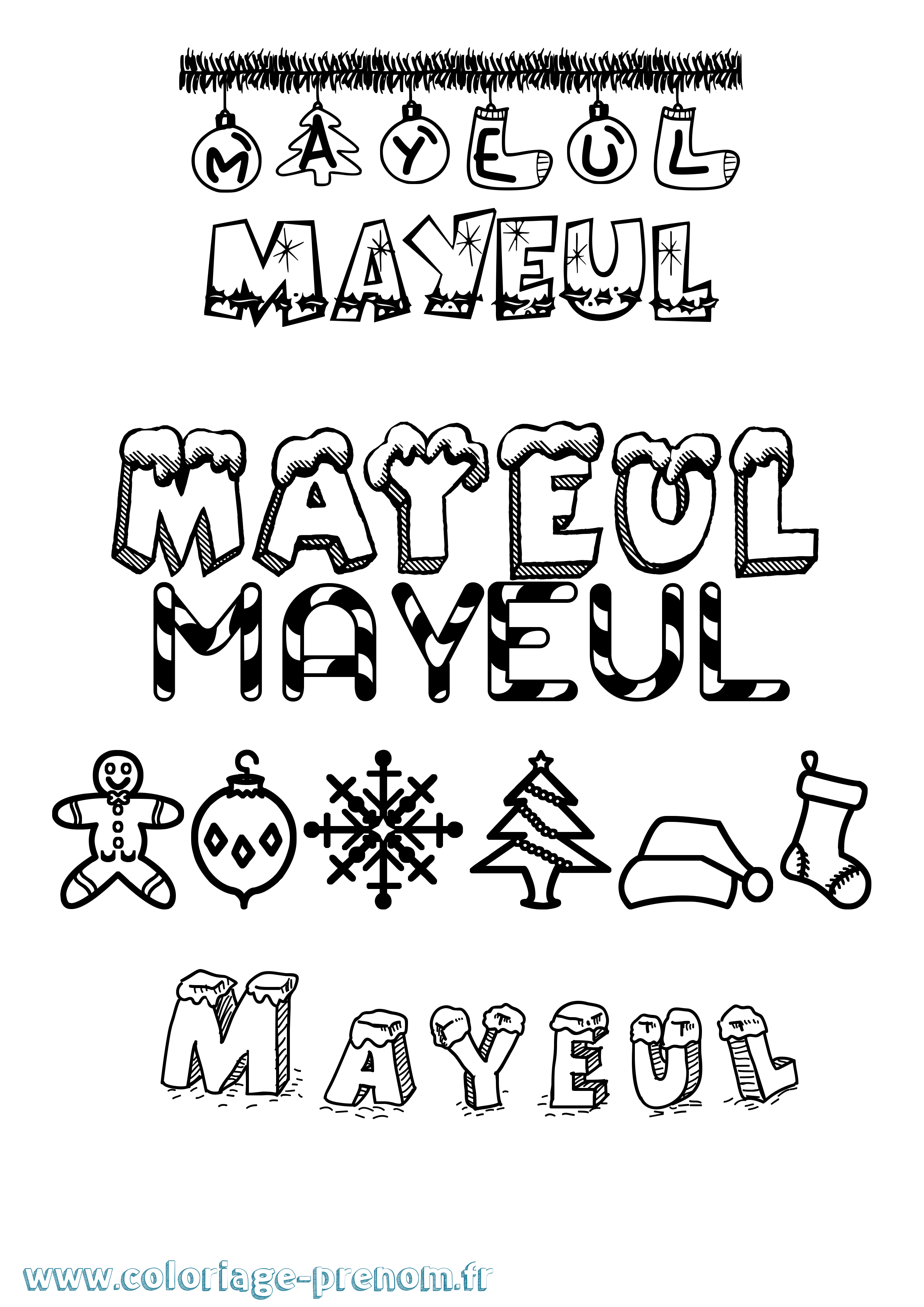 Coloriage prénom Mayeul Noël