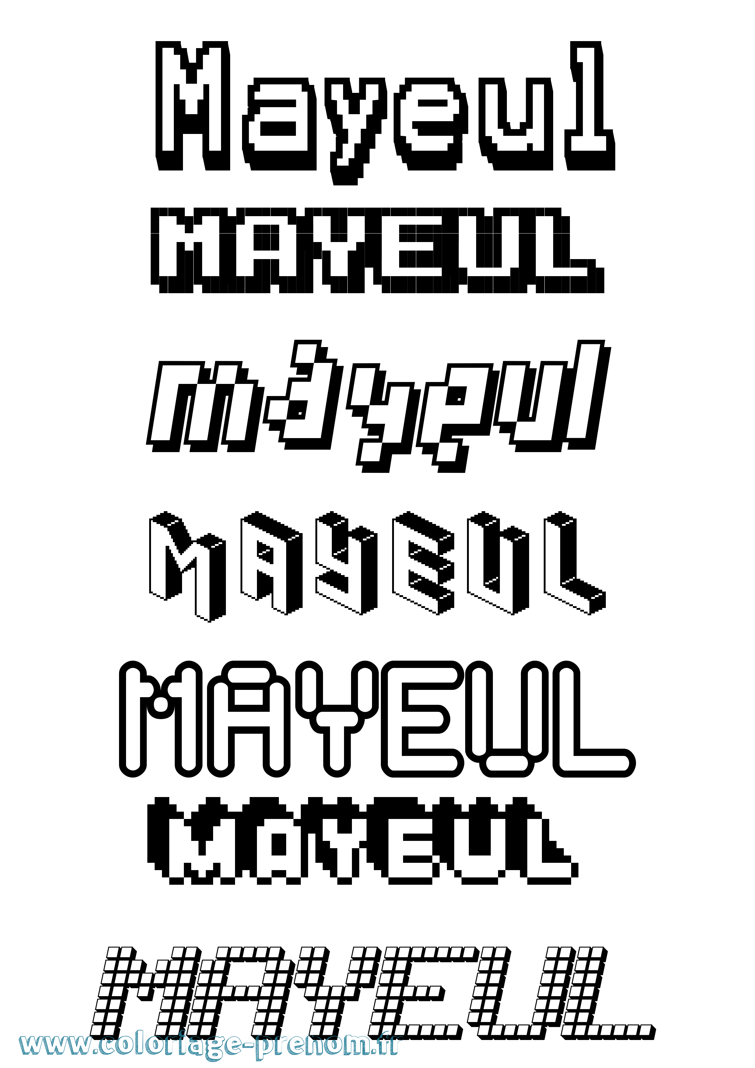 Coloriage prénom Mayeul Pixel