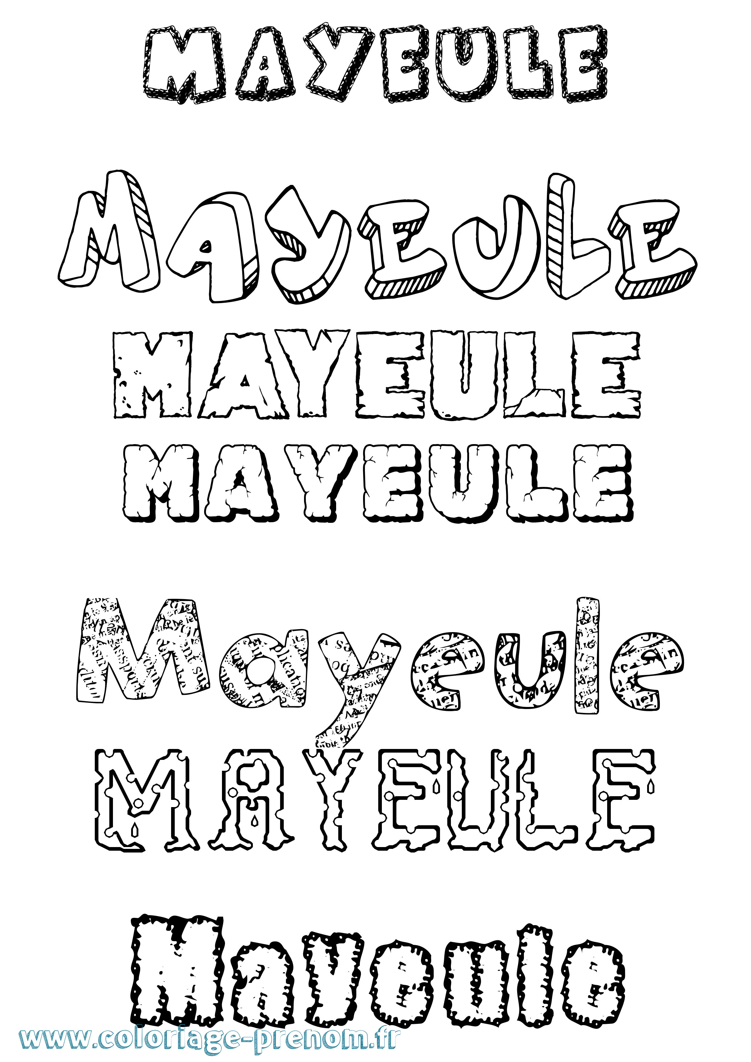 Coloriage prénom Mayeule Destructuré