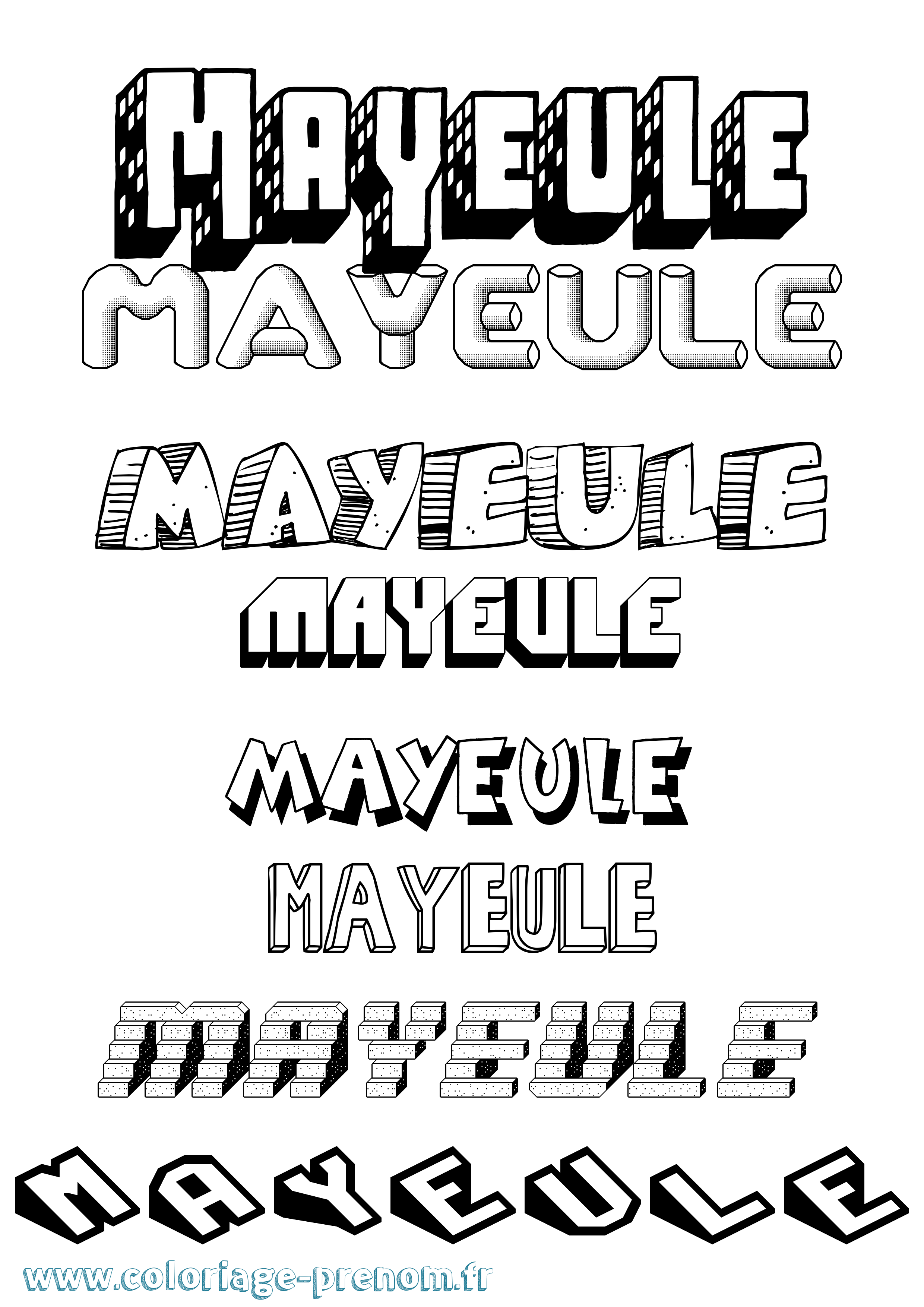 Coloriage prénom Mayeule Effet 3D
