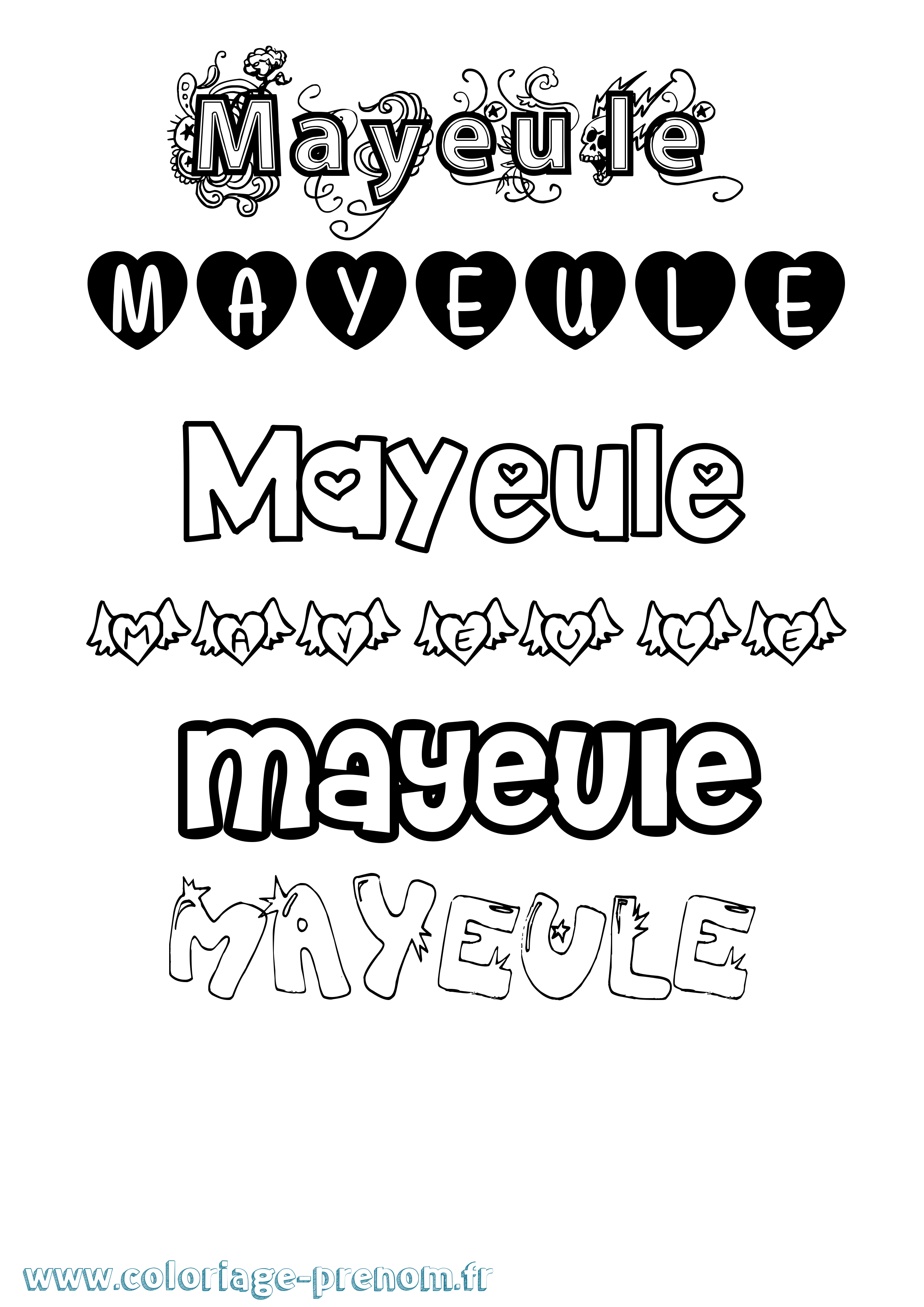 Coloriage prénom Mayeule Girly