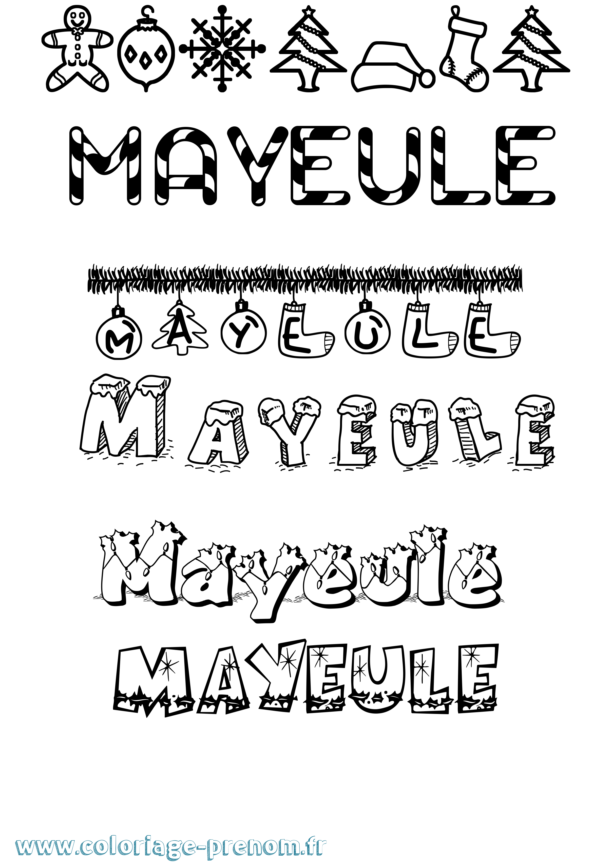 Coloriage prénom Mayeule Noël
