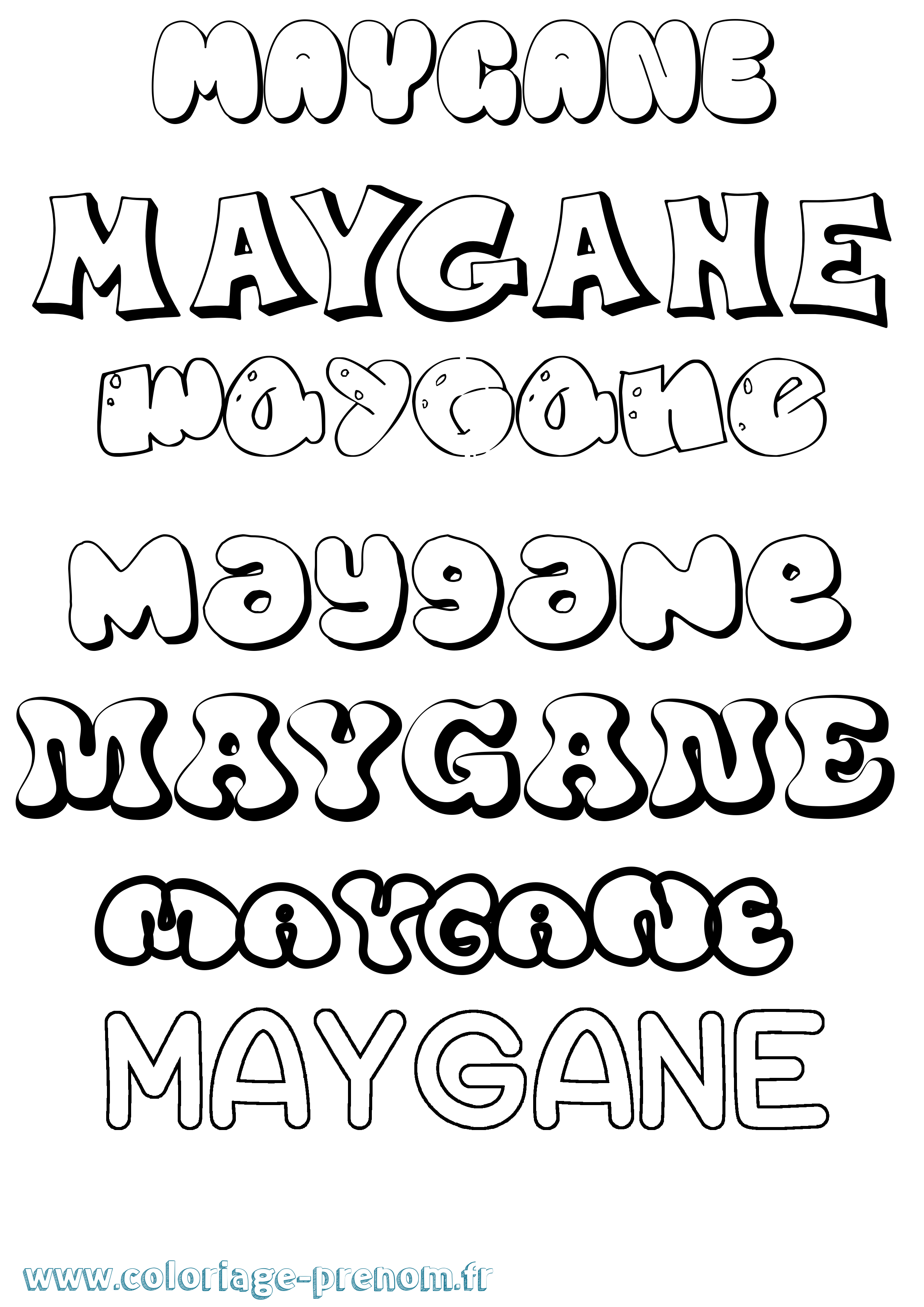 Coloriage prénom Maygane Bubble