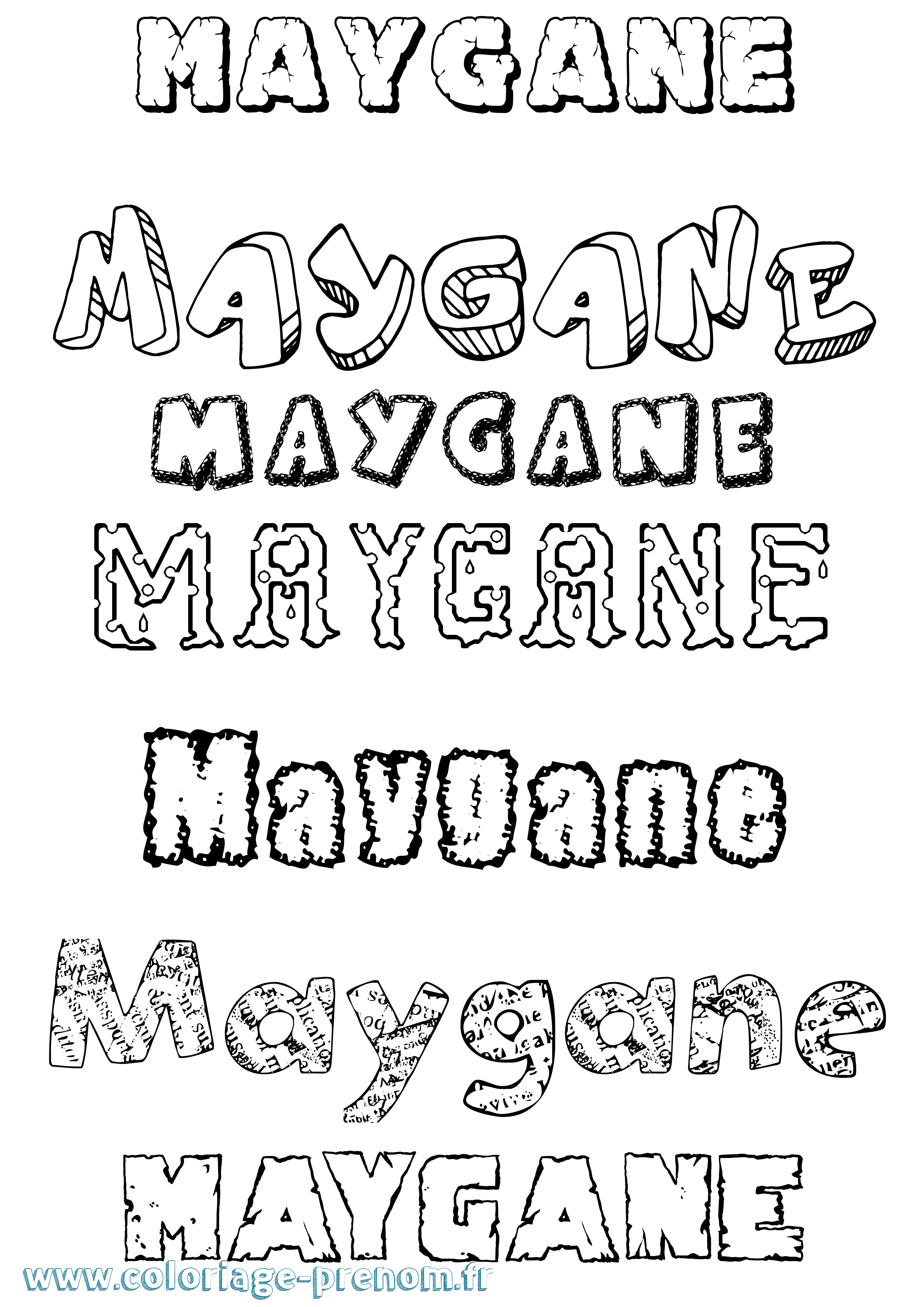 Coloriage prénom Maygane Destructuré