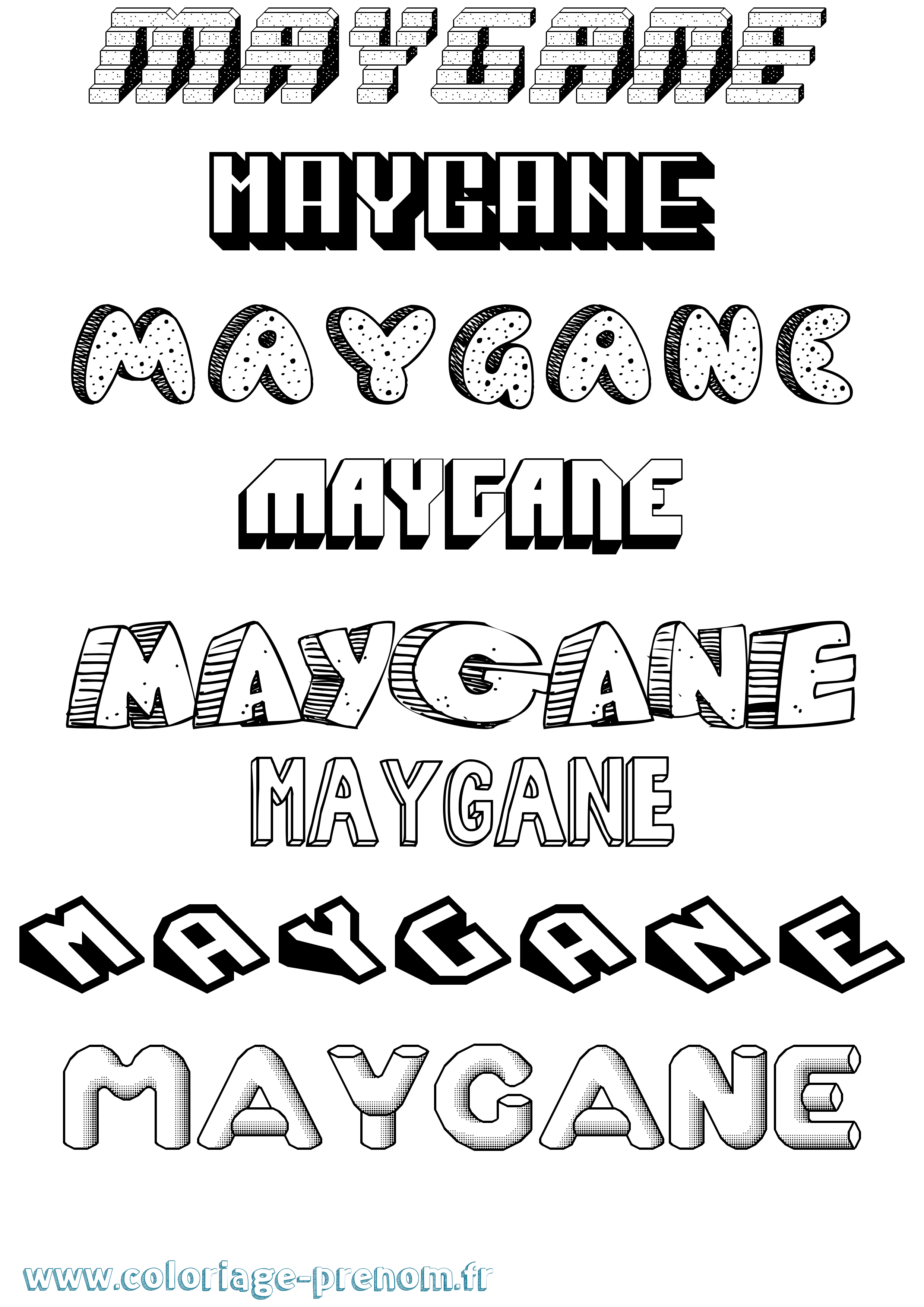 Coloriage prénom Maygane Effet 3D