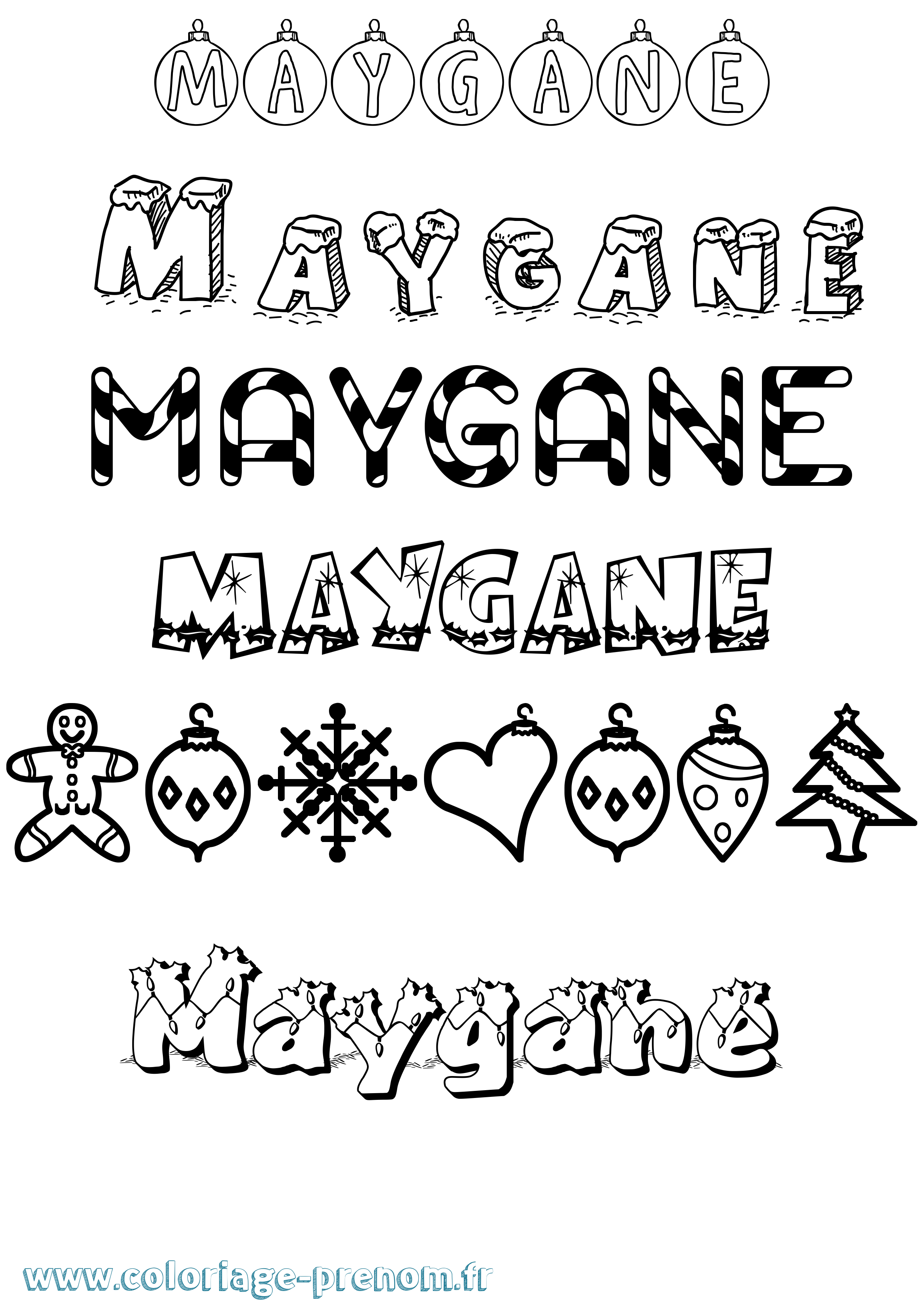 Coloriage prénom Maygane Noël