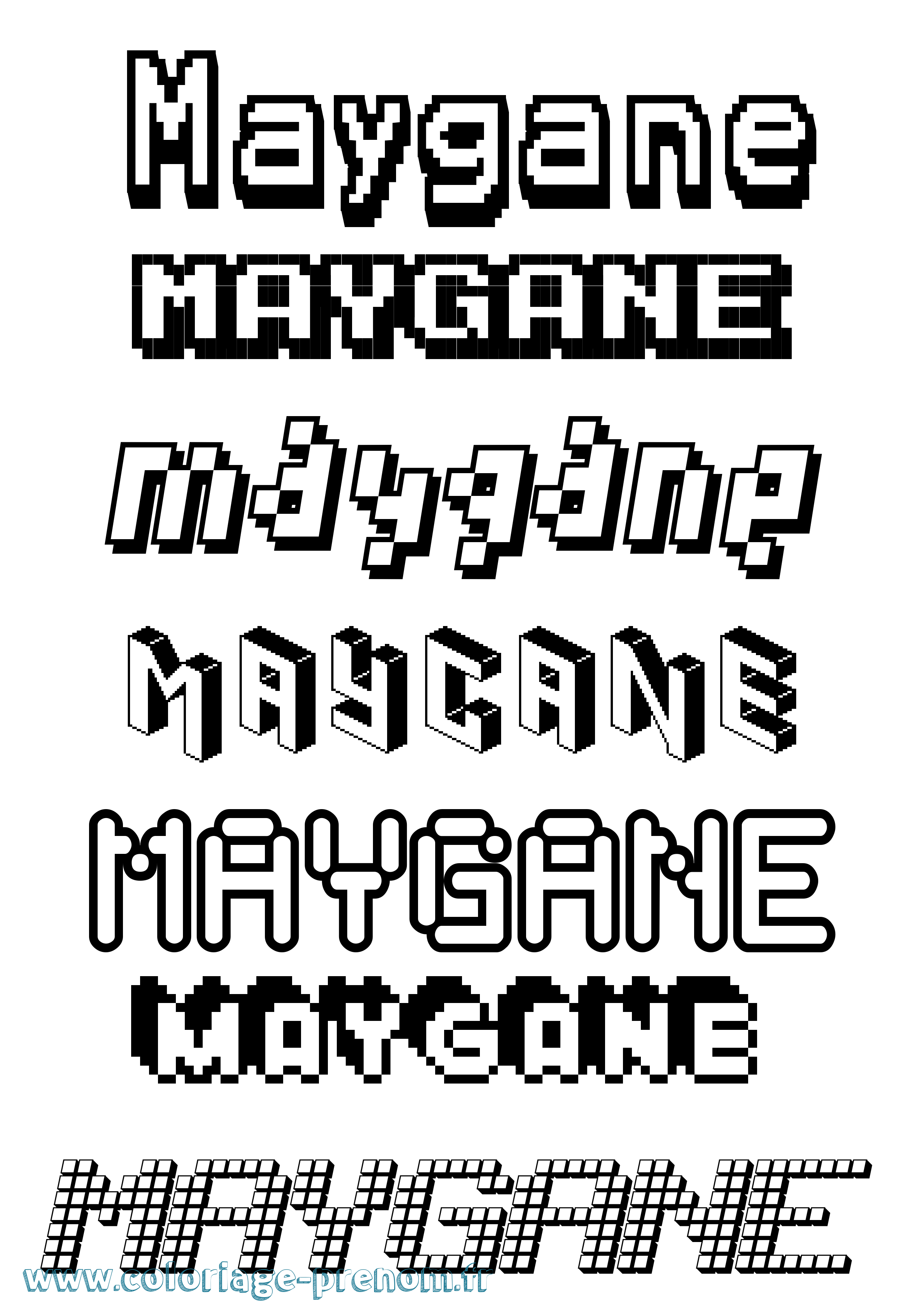 Coloriage prénom Maygane Pixel