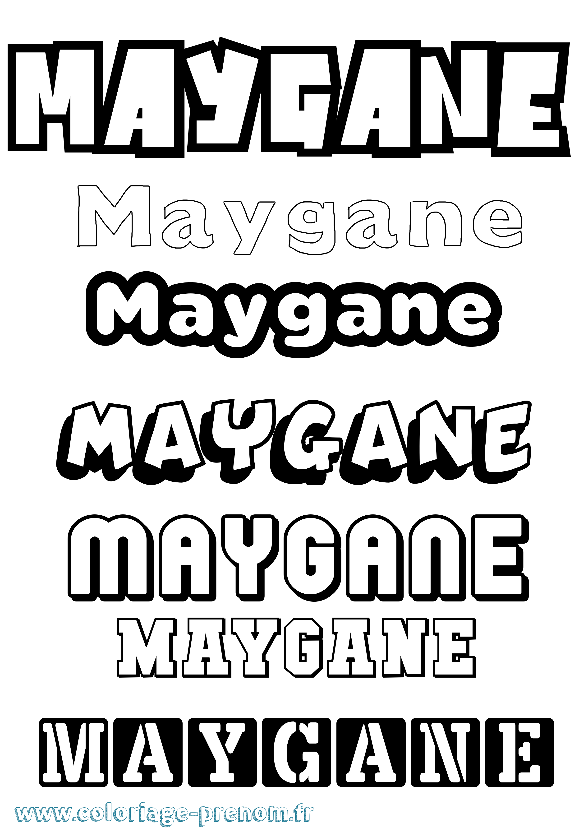 Coloriage prénom Maygane Simple