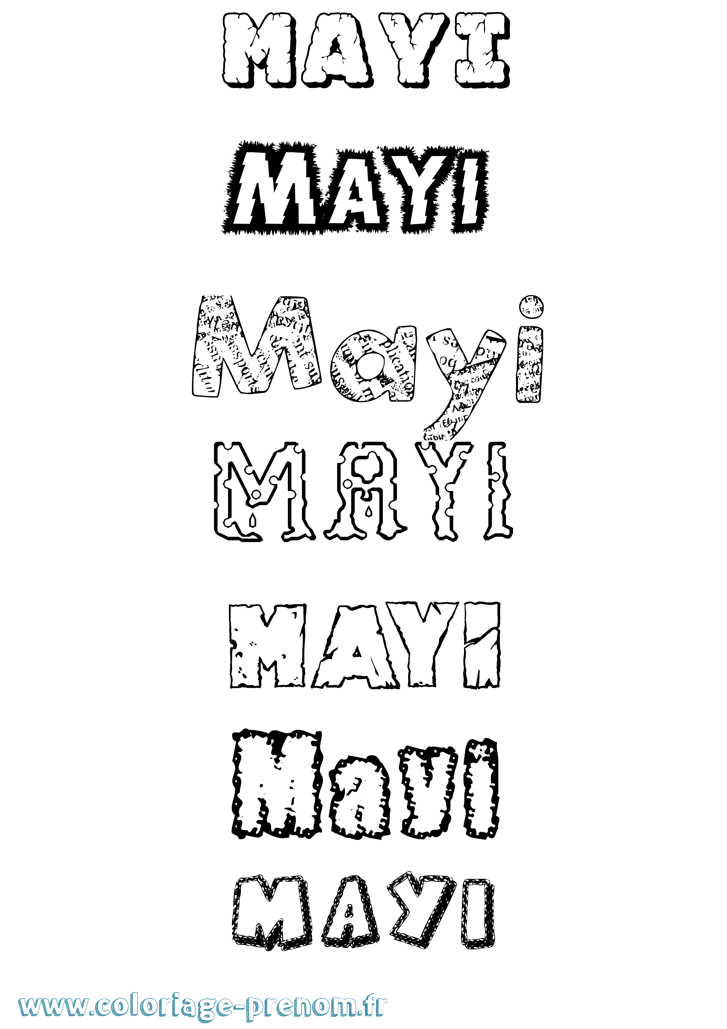 Coloriage prénom Mayi Destructuré