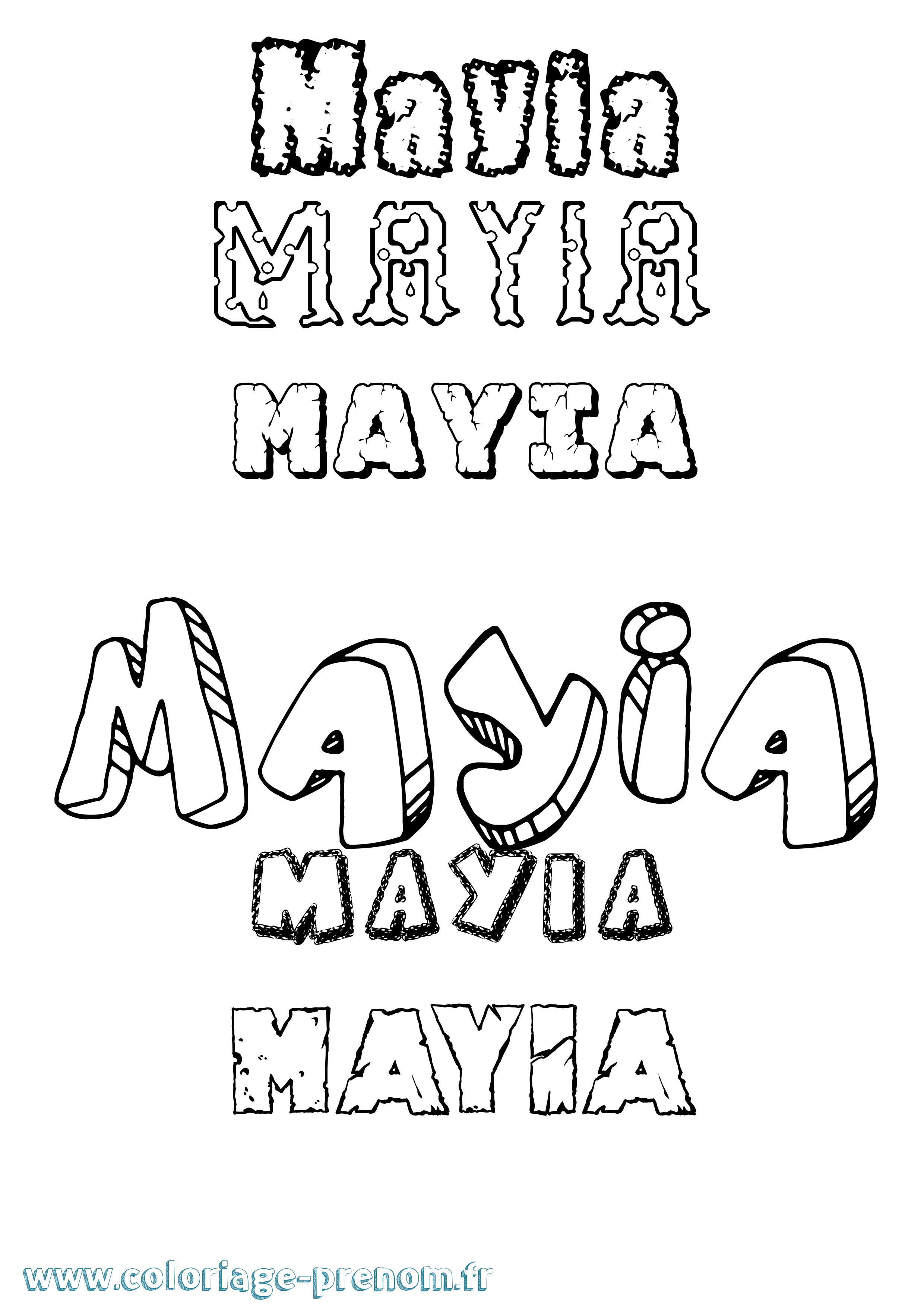Coloriage prénom Mayia Destructuré