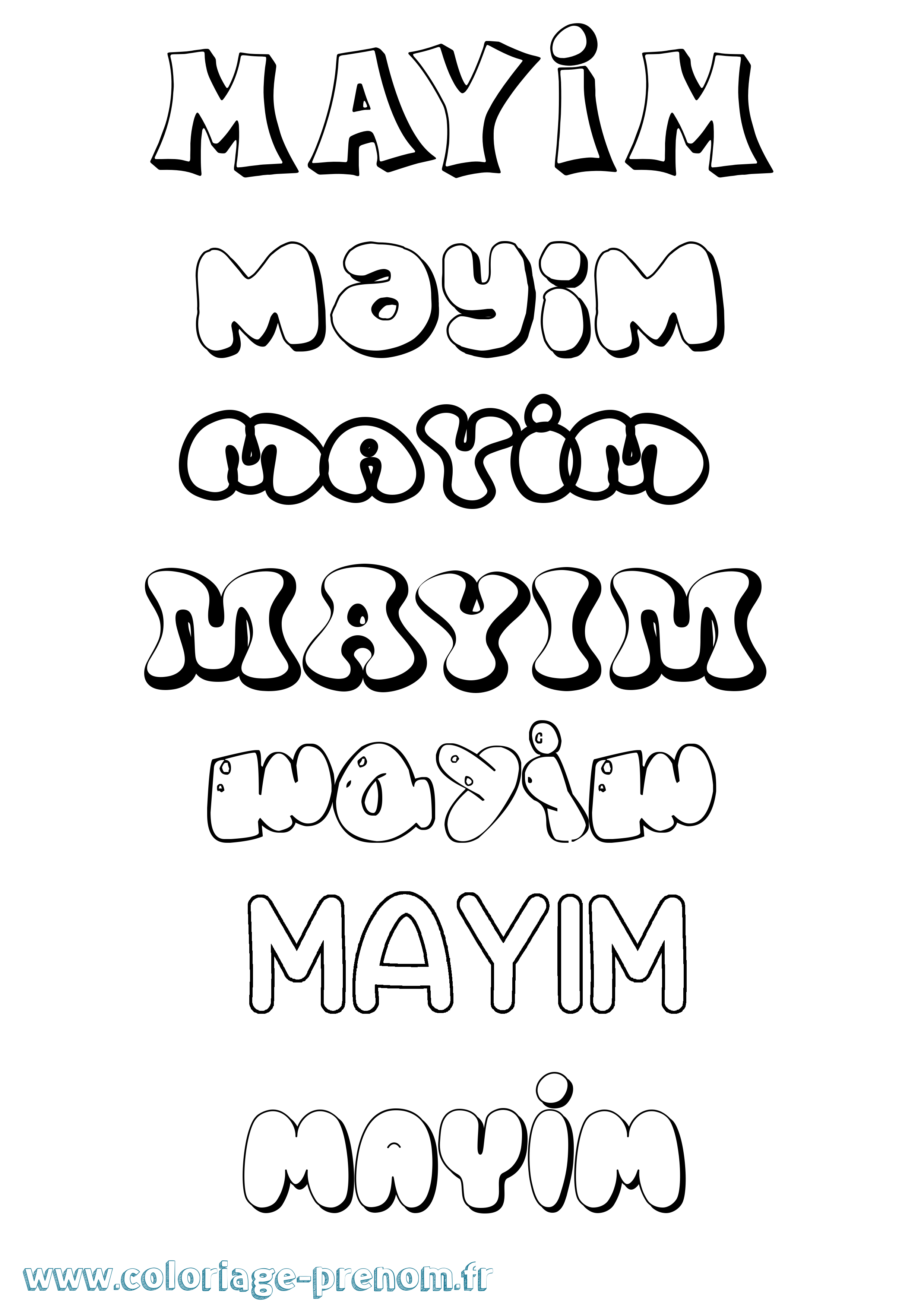 Coloriage prénom Mayim Bubble