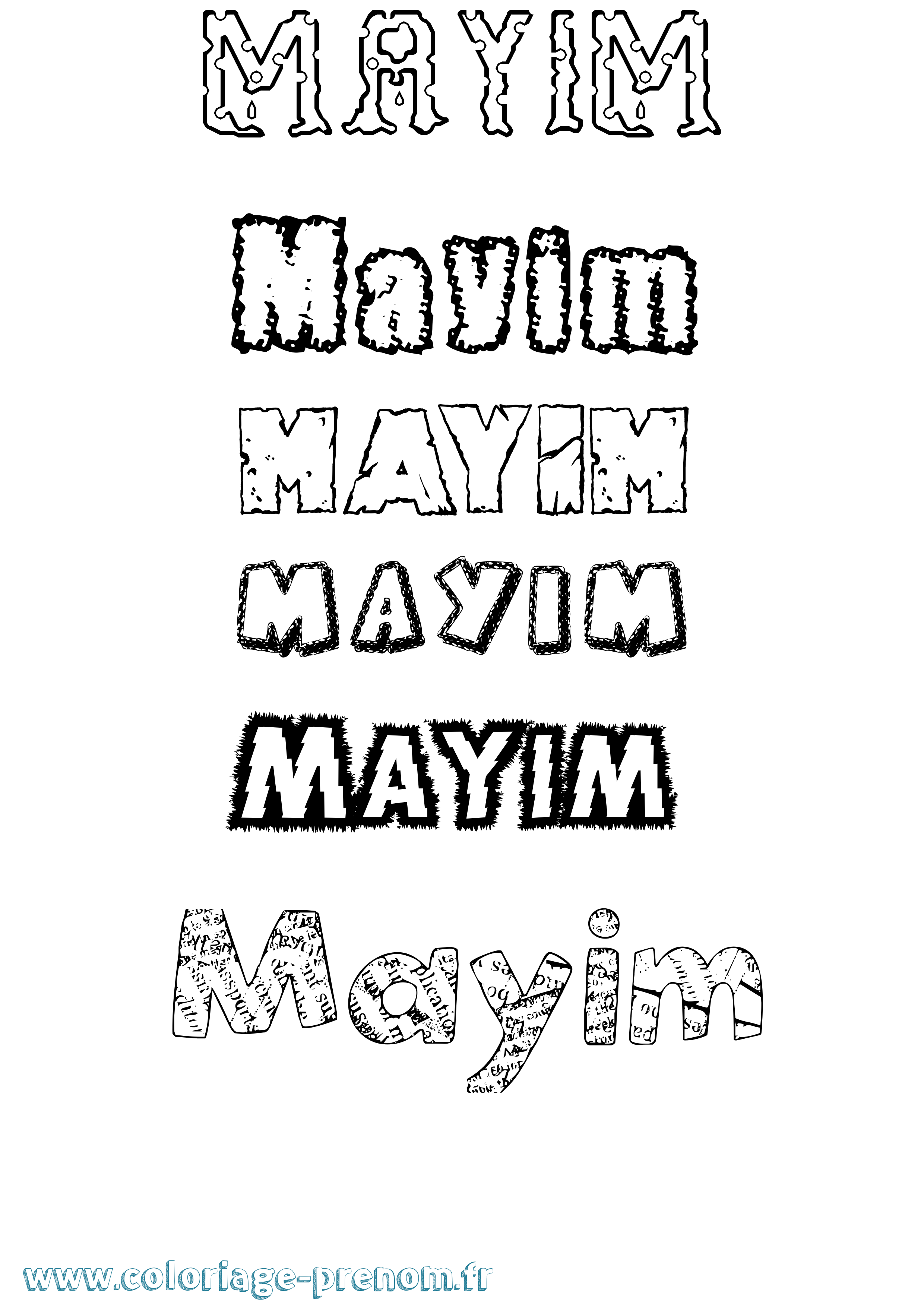 Coloriage prénom Mayim Destructuré