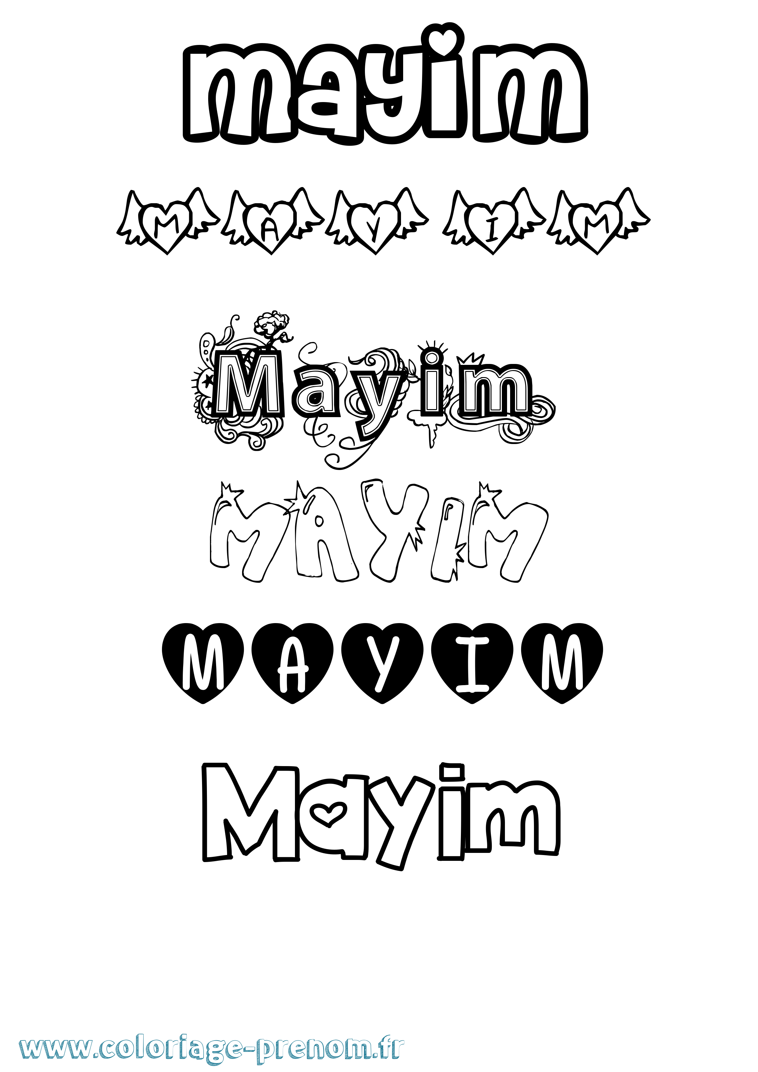 Coloriage prénom Mayim Girly