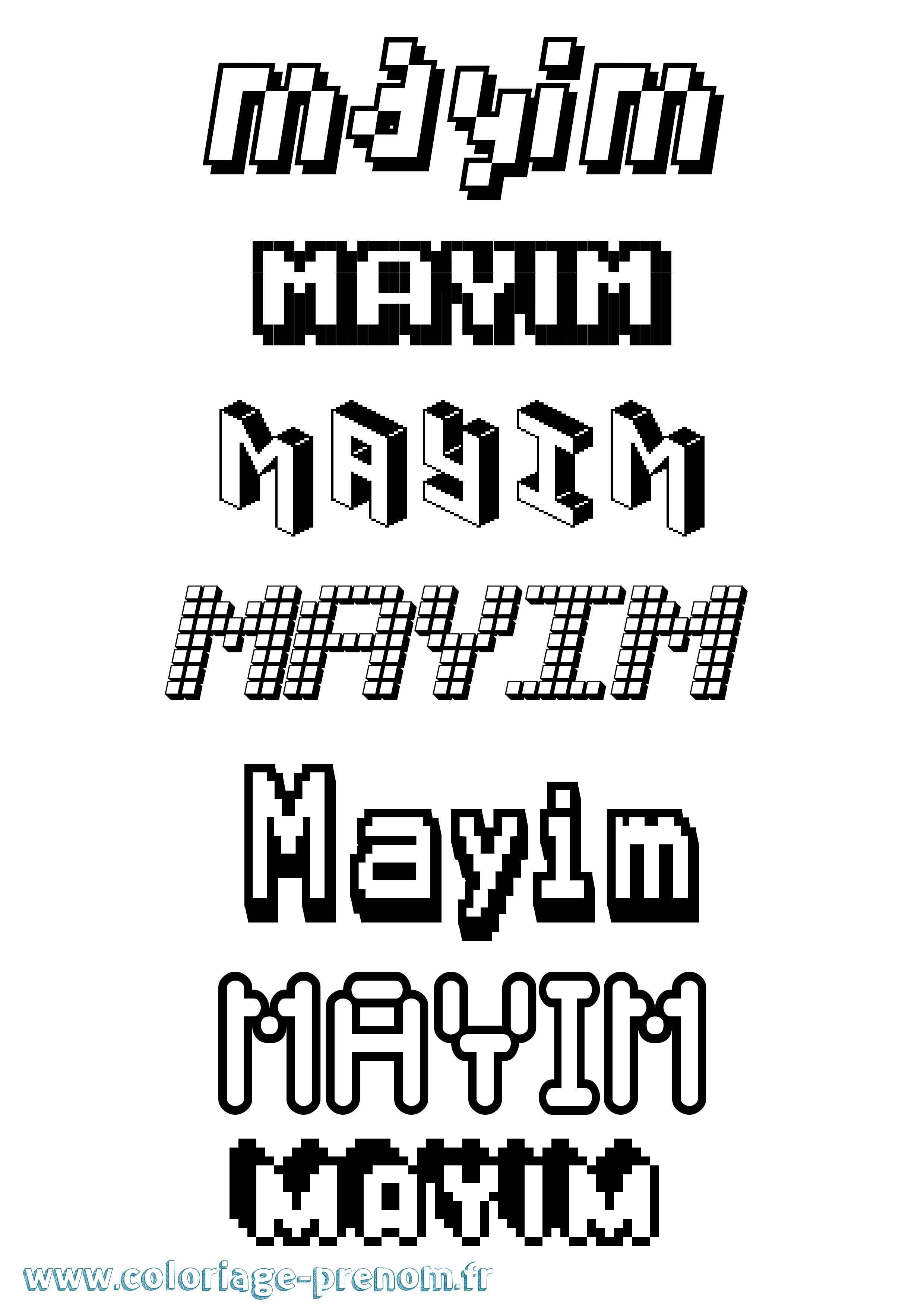 Coloriage prénom Mayim Pixel
