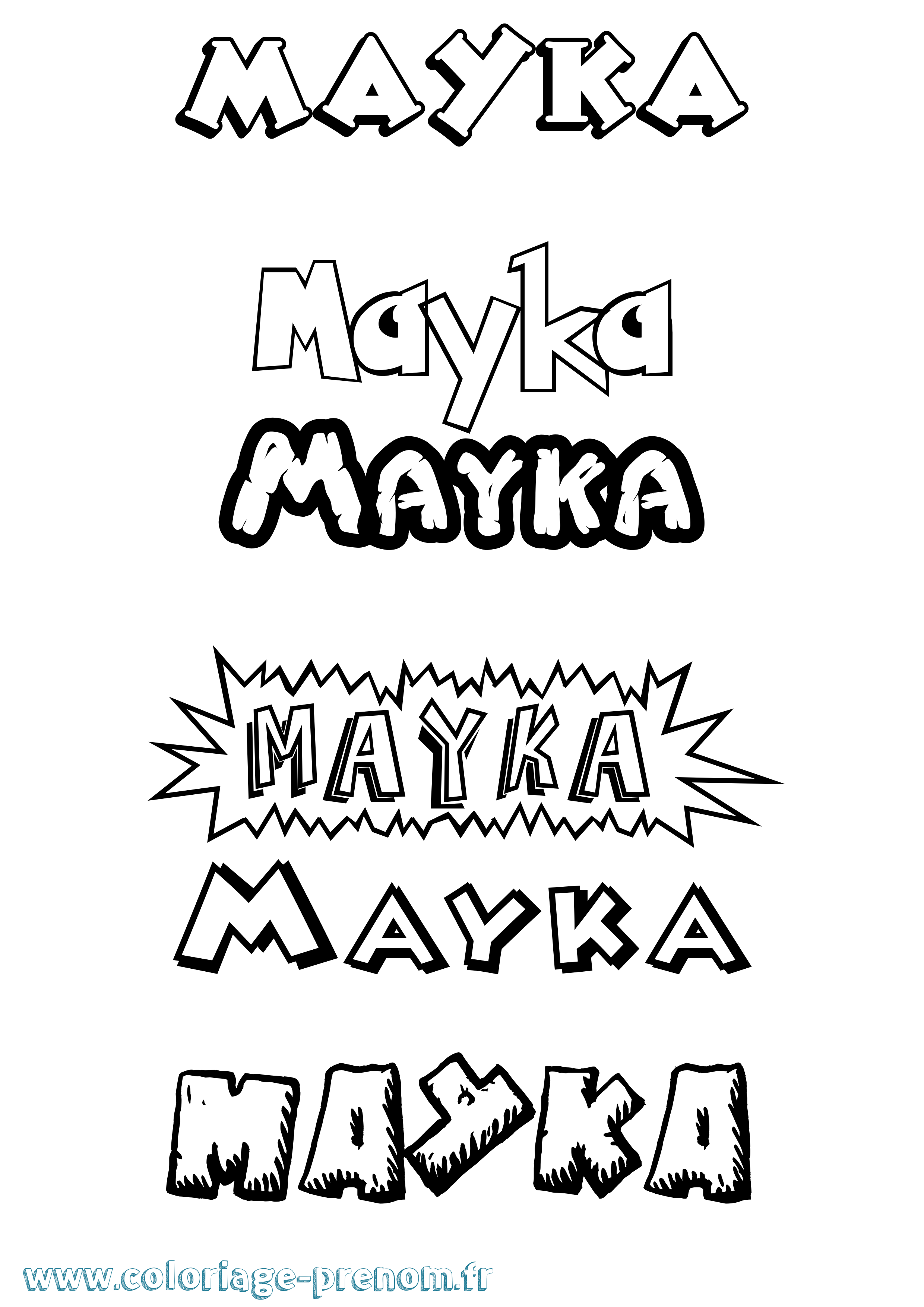 Coloriage prénom Mayka Dessin Animé