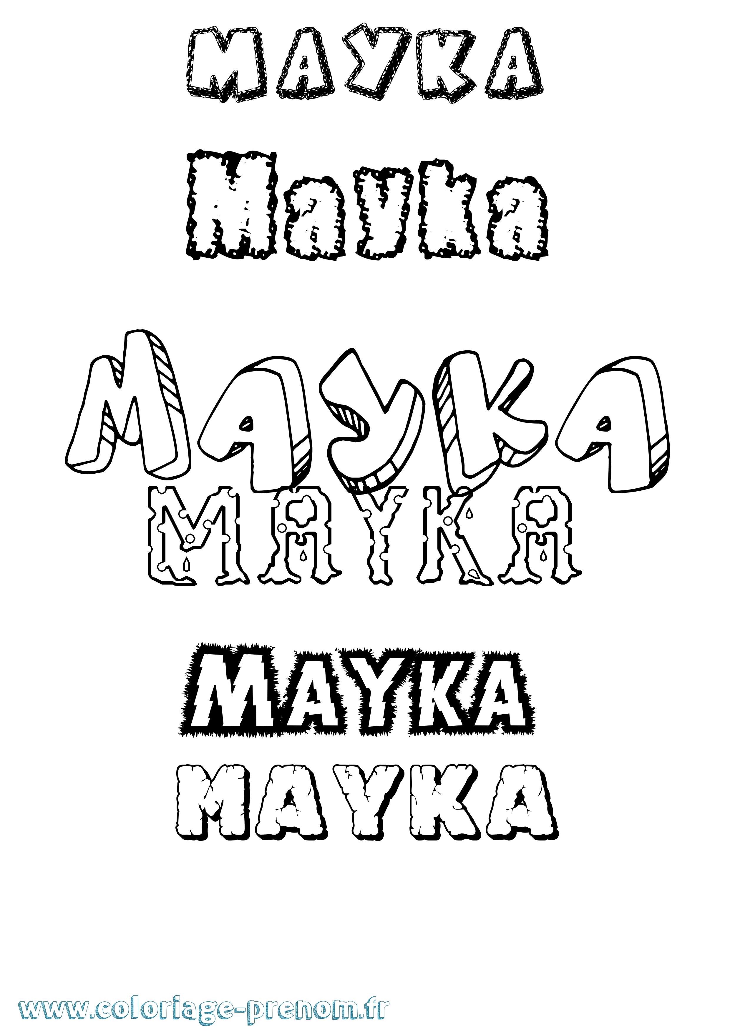 Coloriage prénom Mayka Destructuré