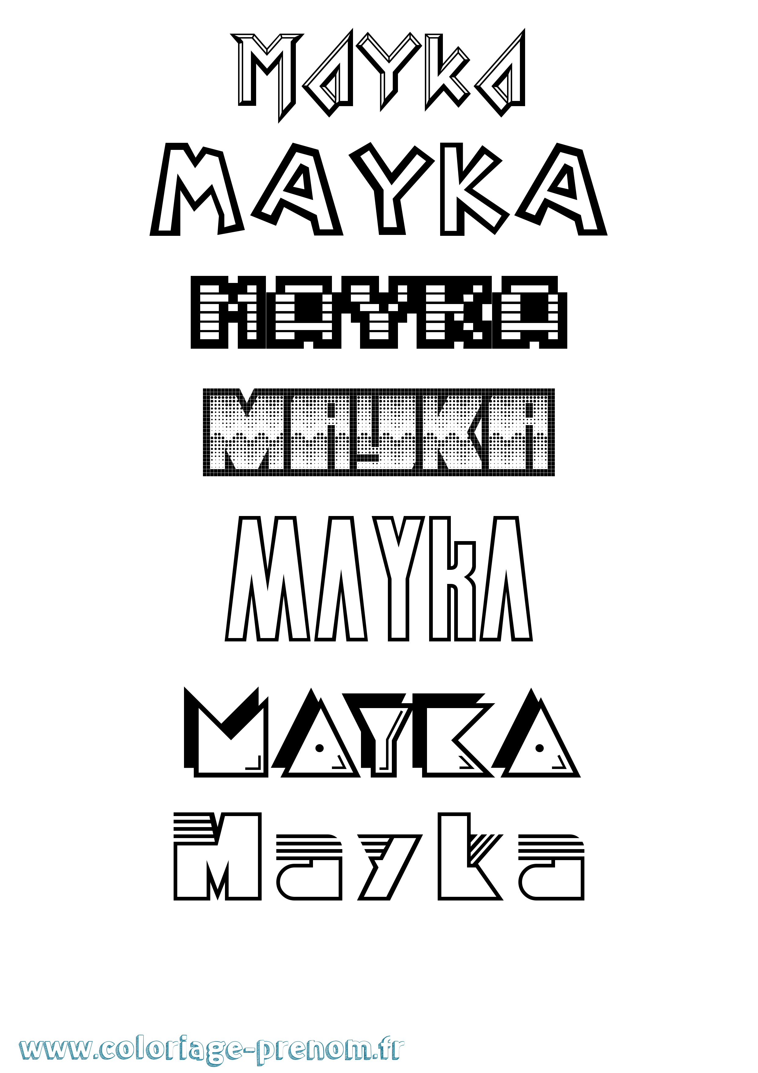 Coloriage prénom Mayka Jeux Vidéos