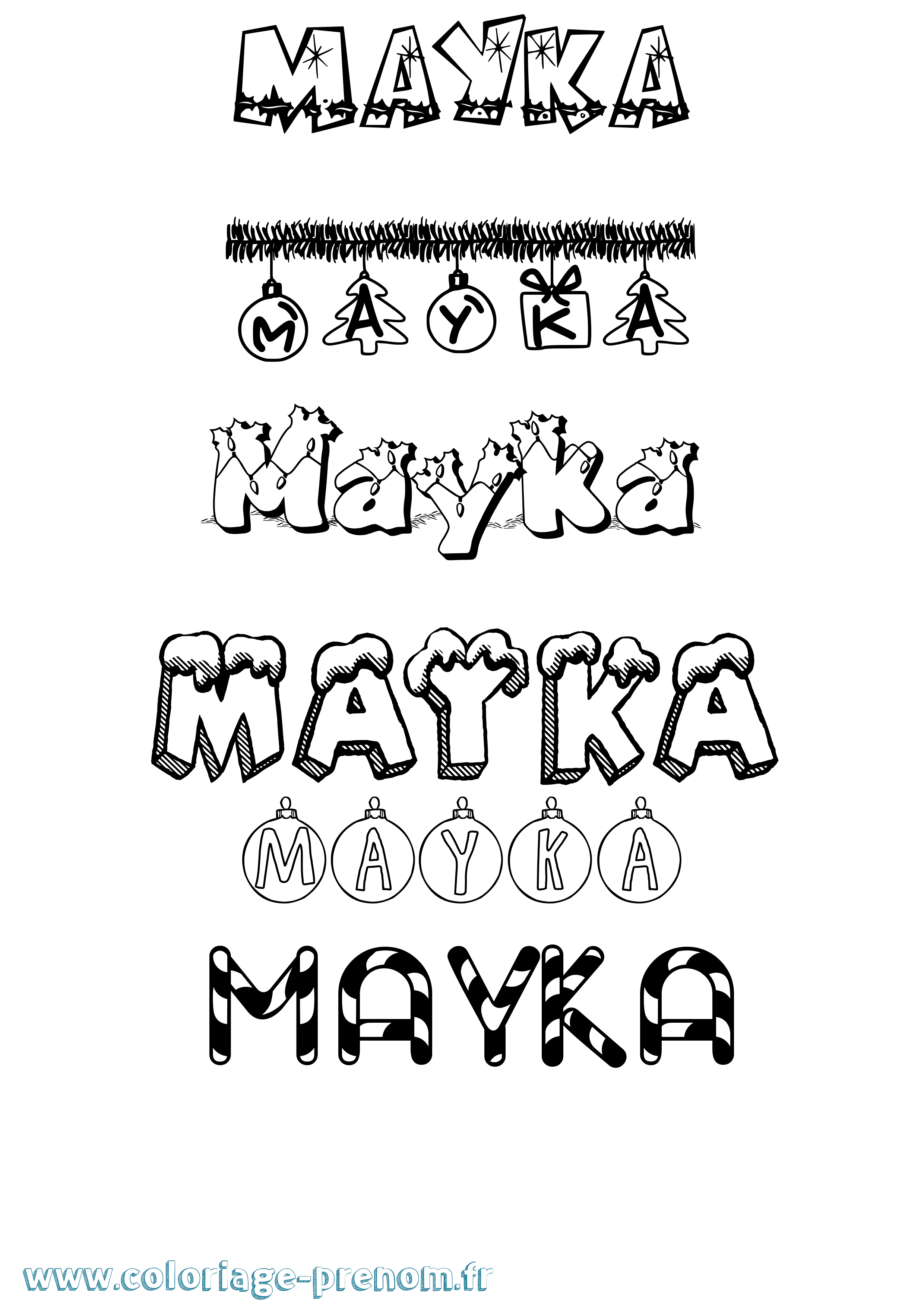 Coloriage prénom Mayka Noël