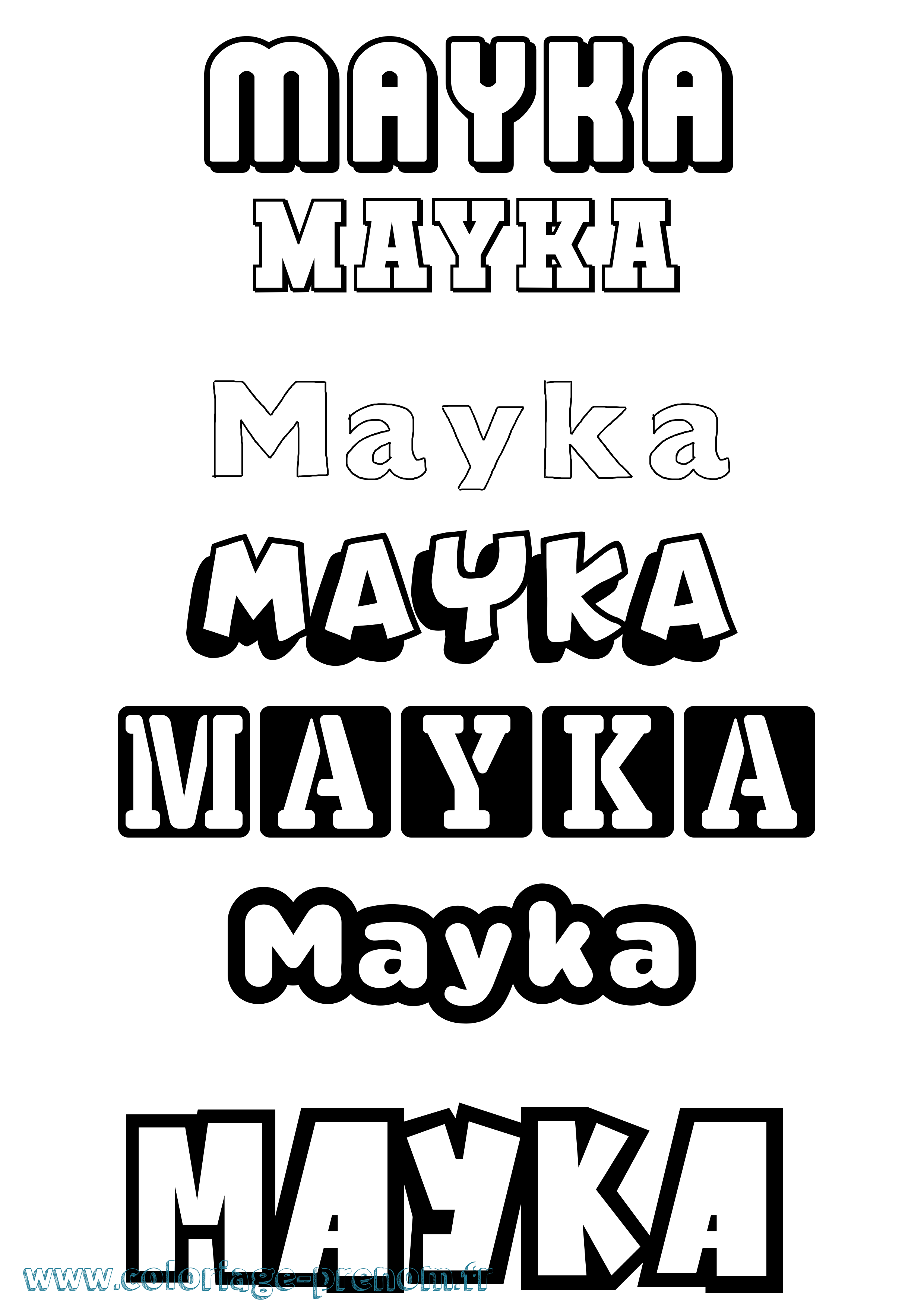 Coloriage prénom Mayka Simple