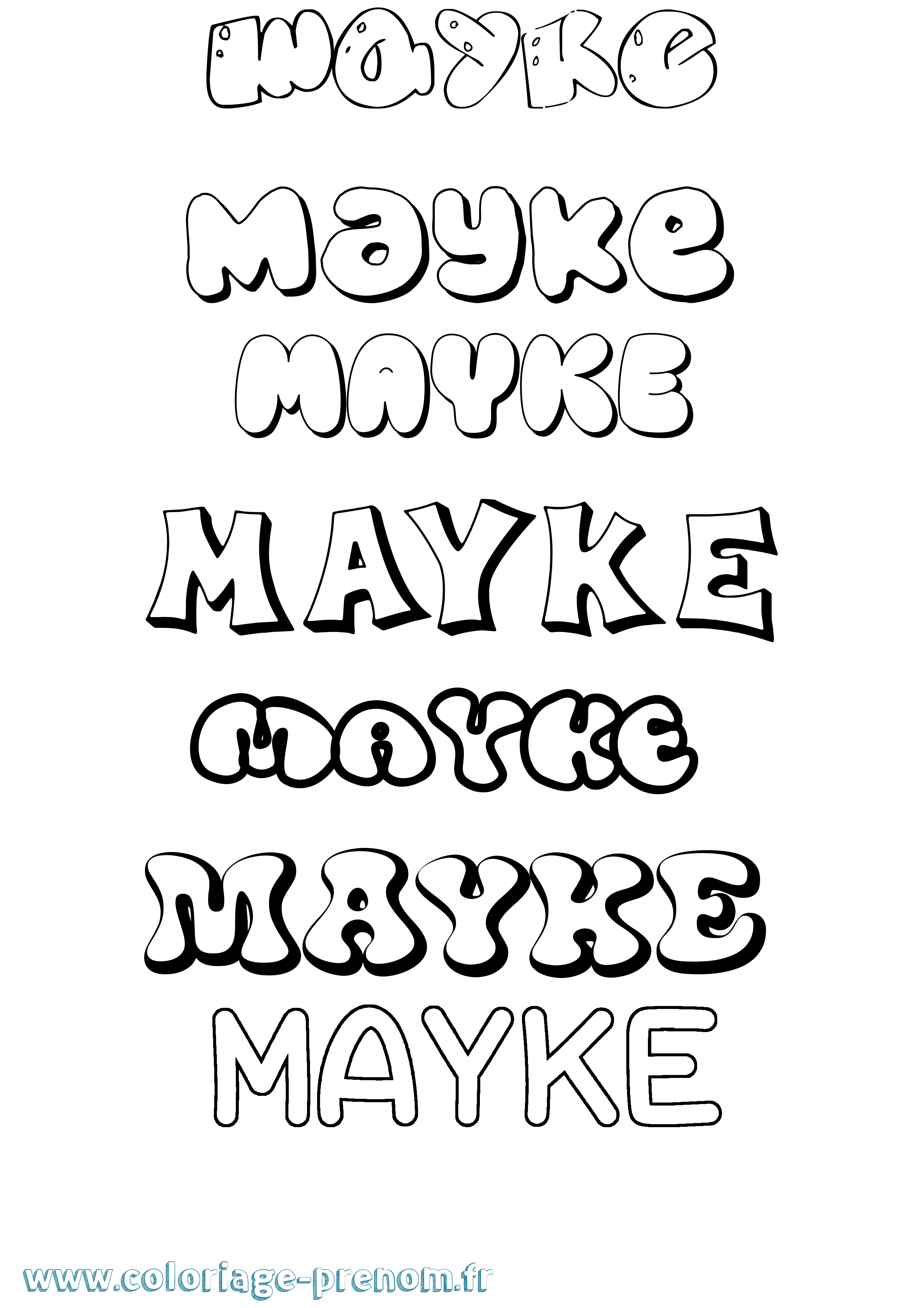 Coloriage prénom Mayke Bubble
