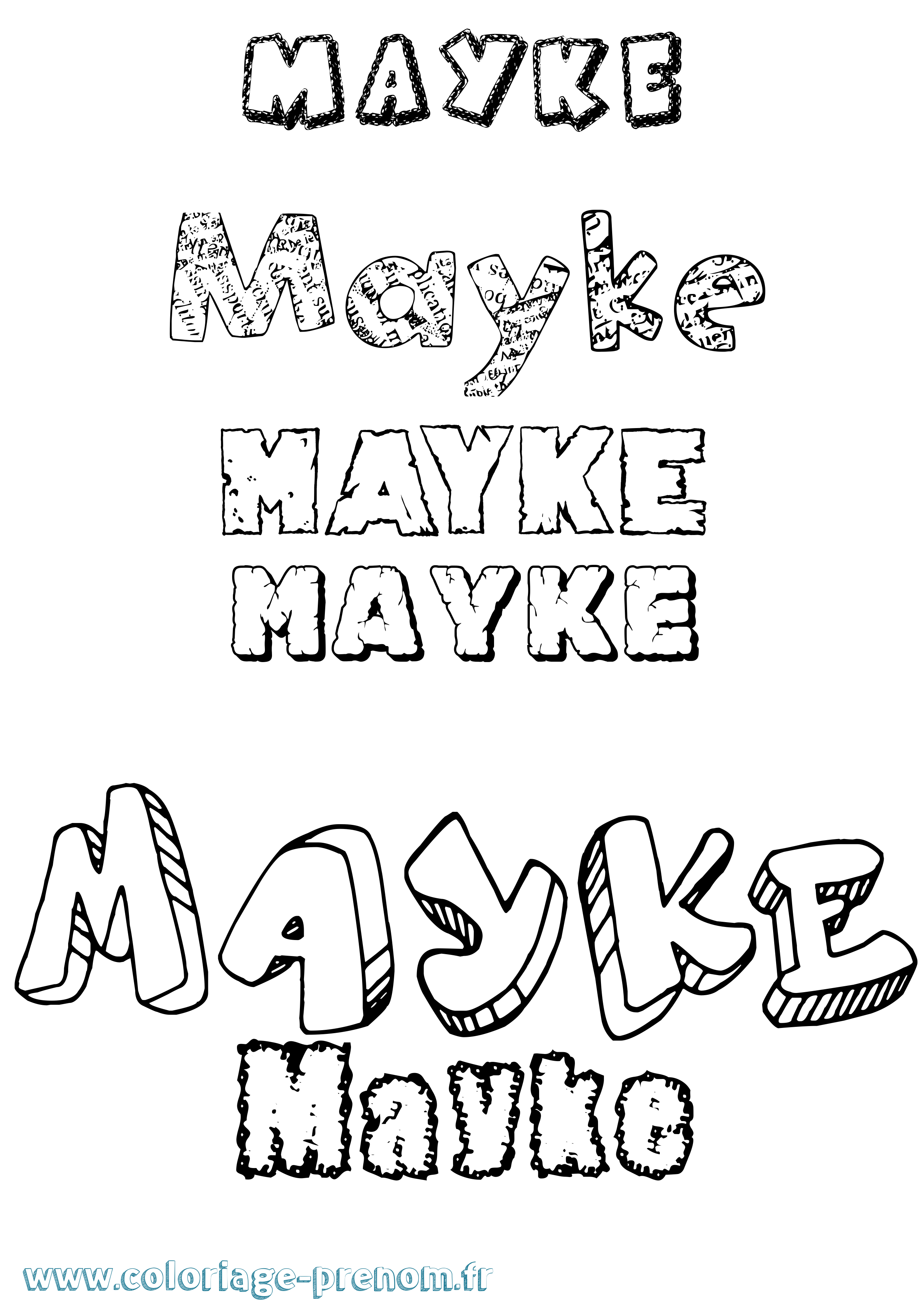 Coloriage prénom Mayke Destructuré
