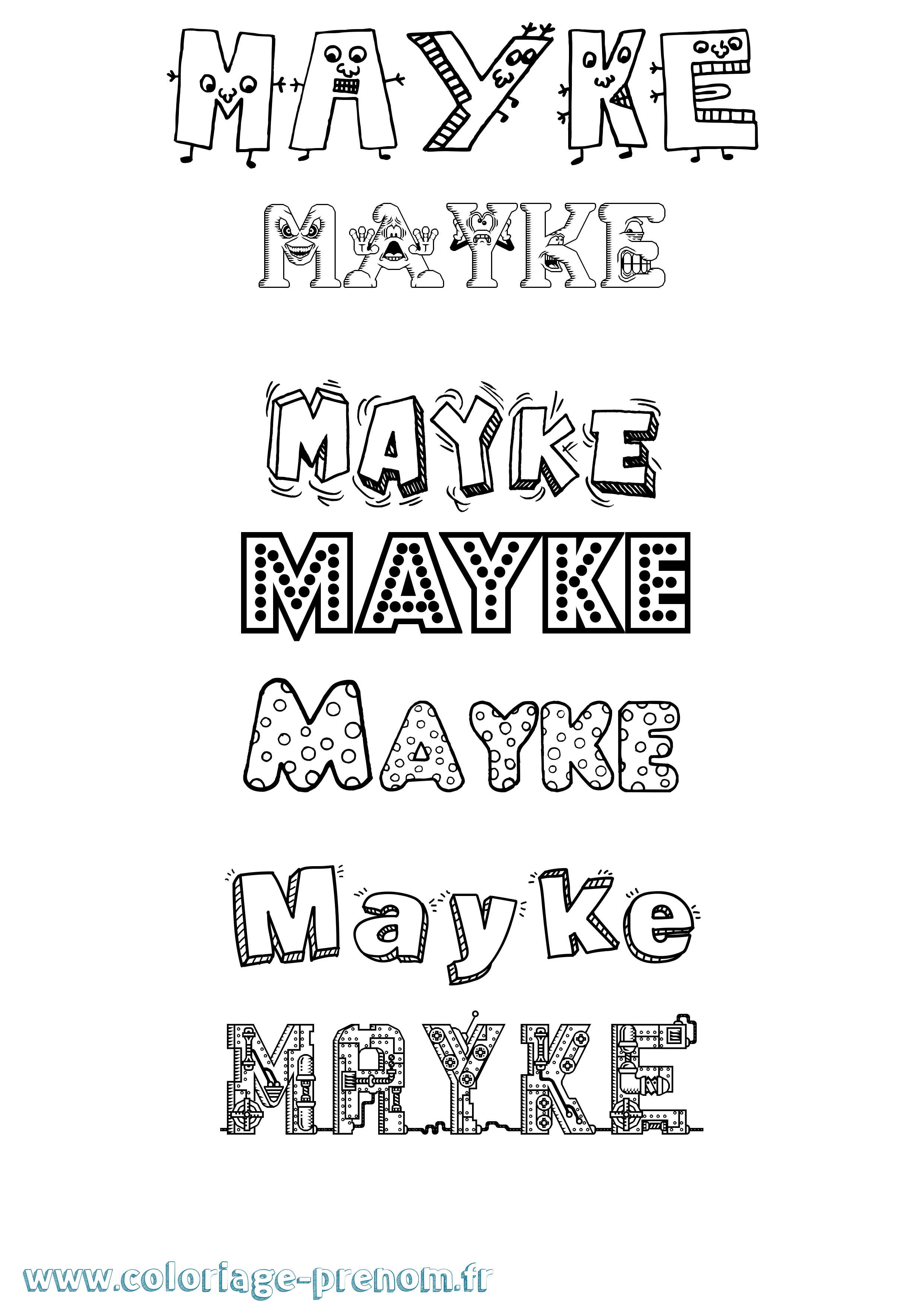 Coloriage prénom Mayke Fun