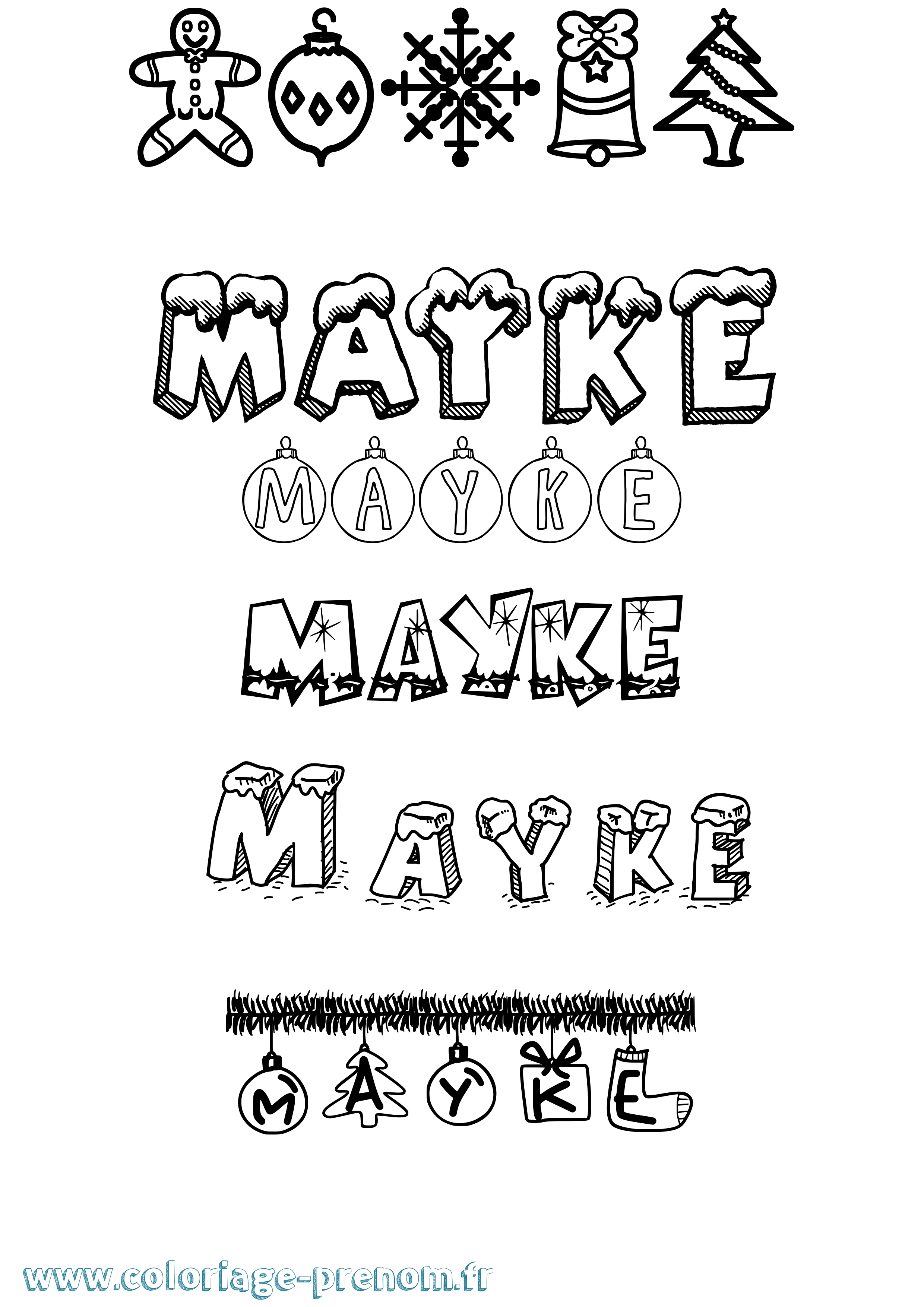 Coloriage prénom Mayke Noël