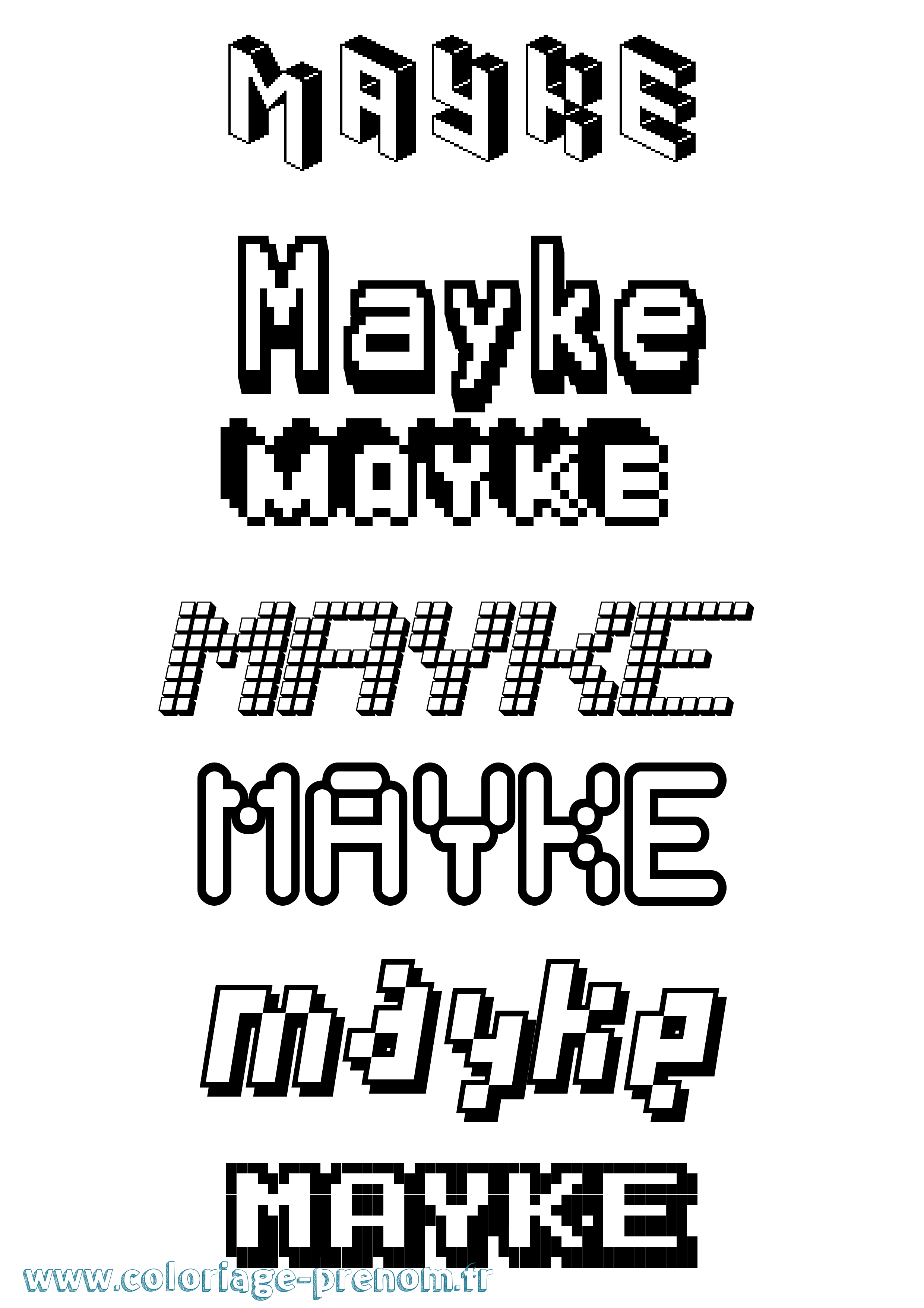 Coloriage prénom Mayke Pixel