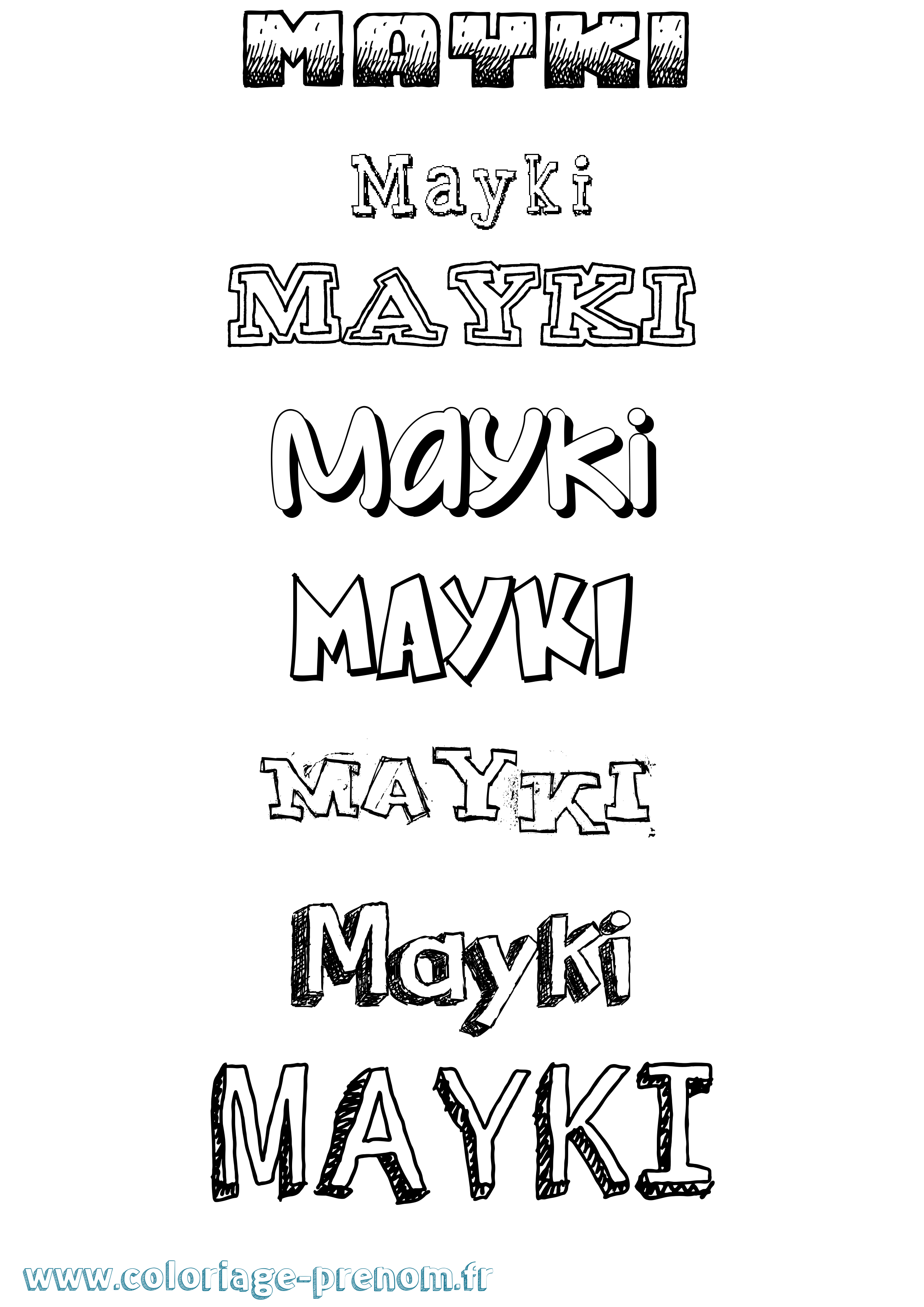 Coloriage prénom Mayki Dessiné