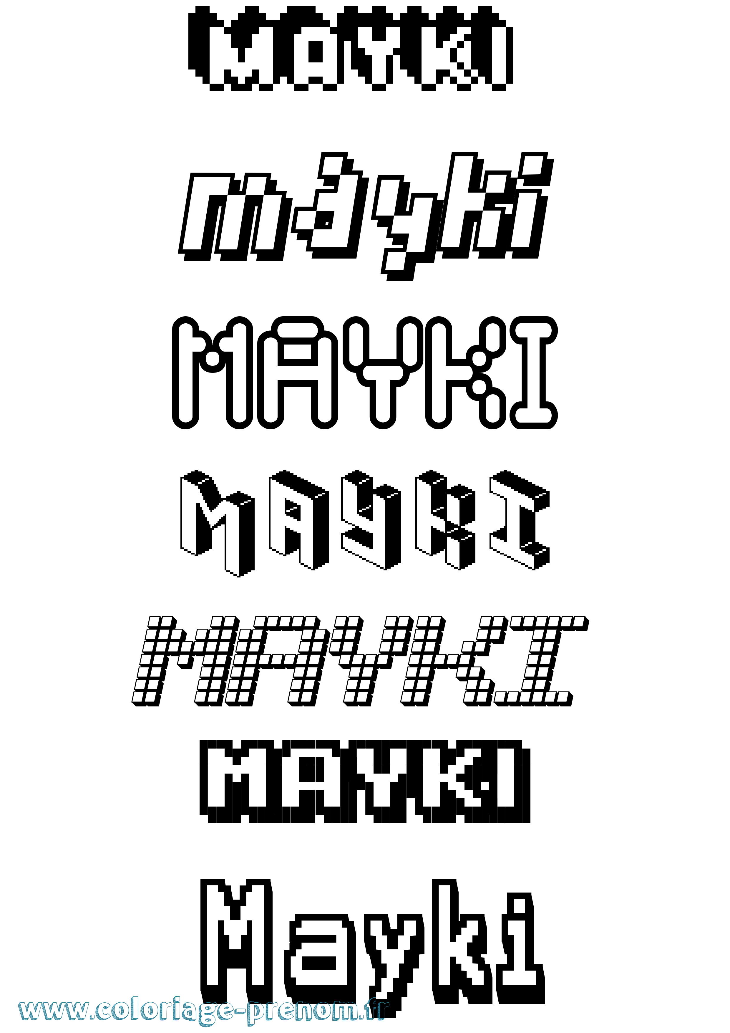 Coloriage prénom Mayki Pixel