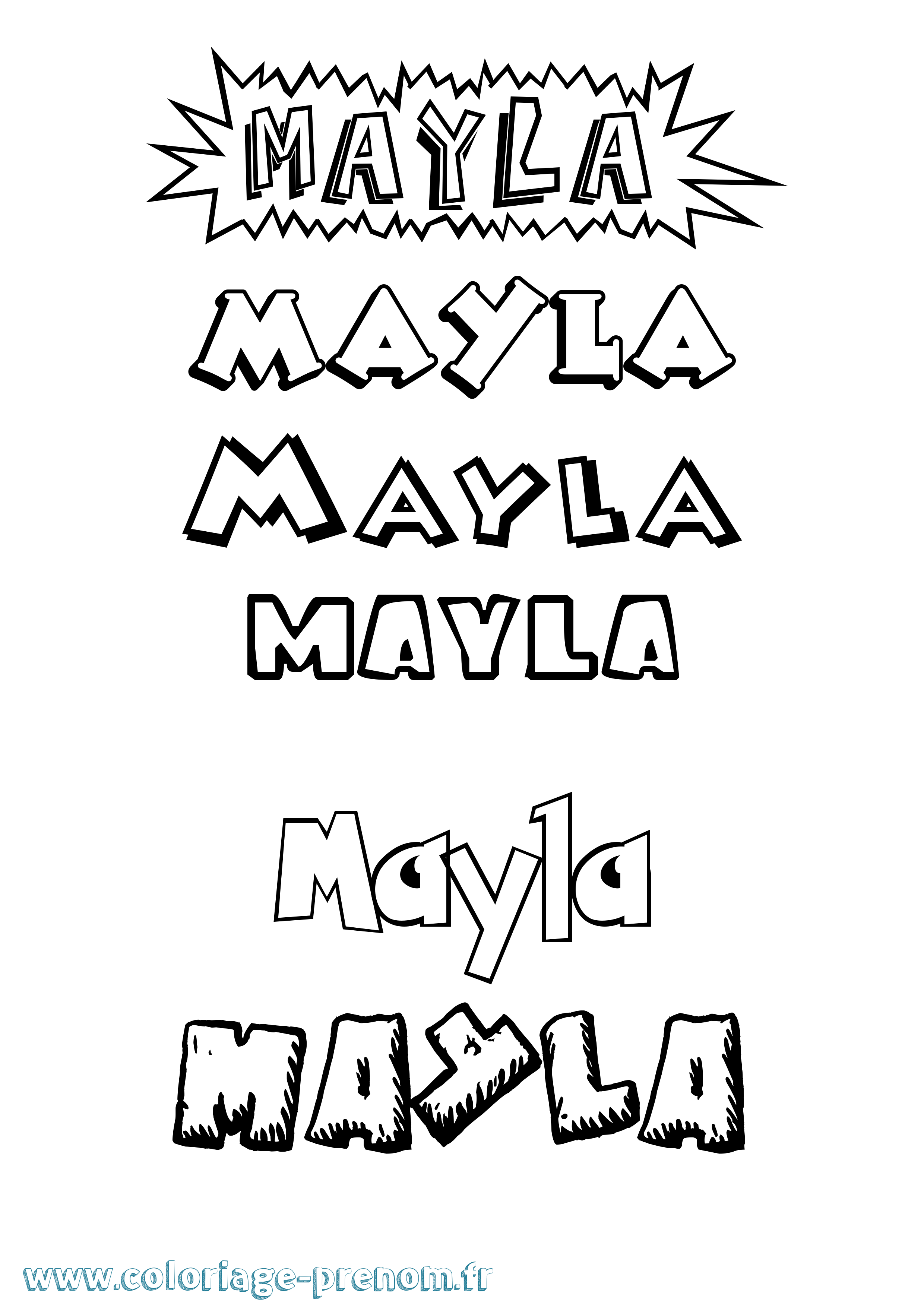 Coloriage prénom Mayla Dessin Animé