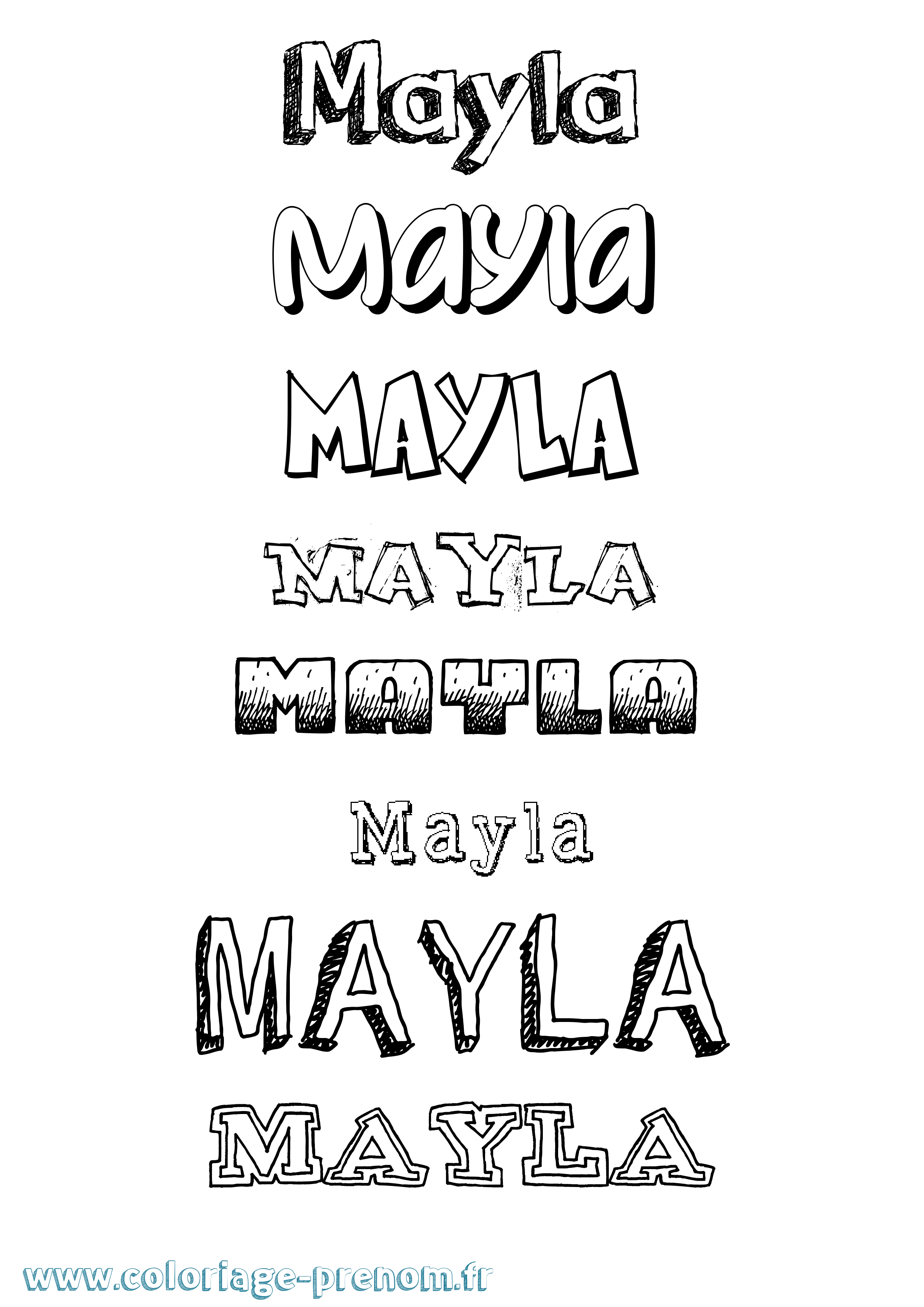 Coloriage prénom Mayla Dessiné