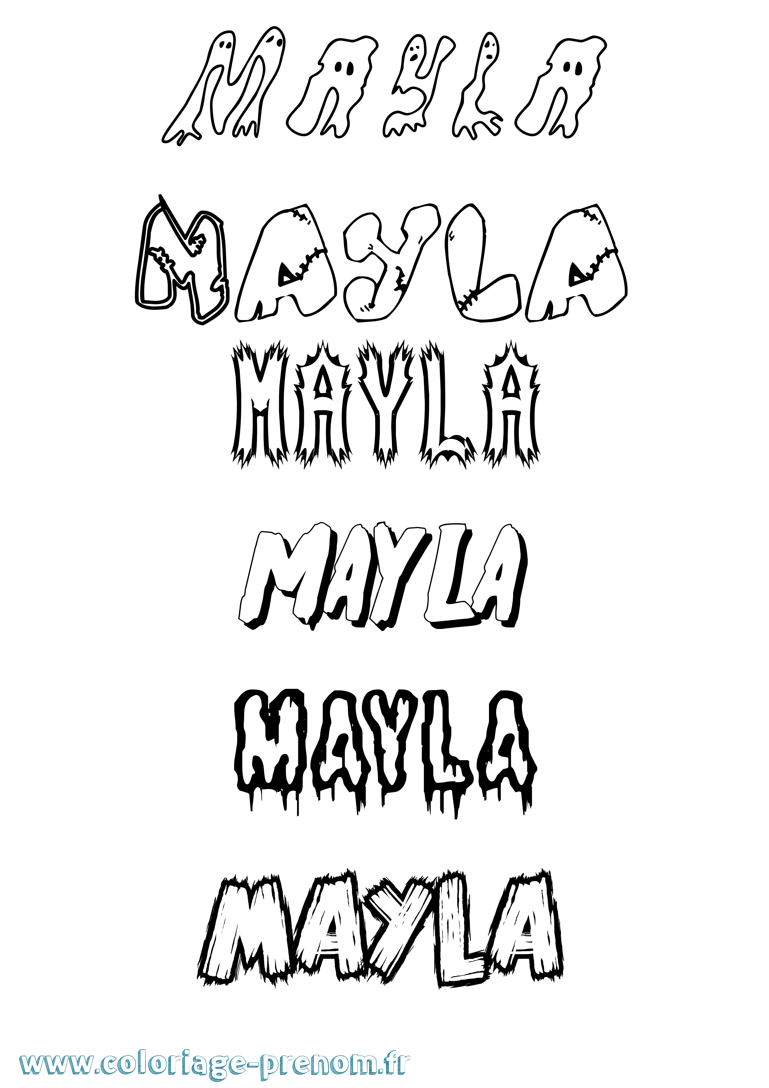 Coloriage prénom Mayla Frisson