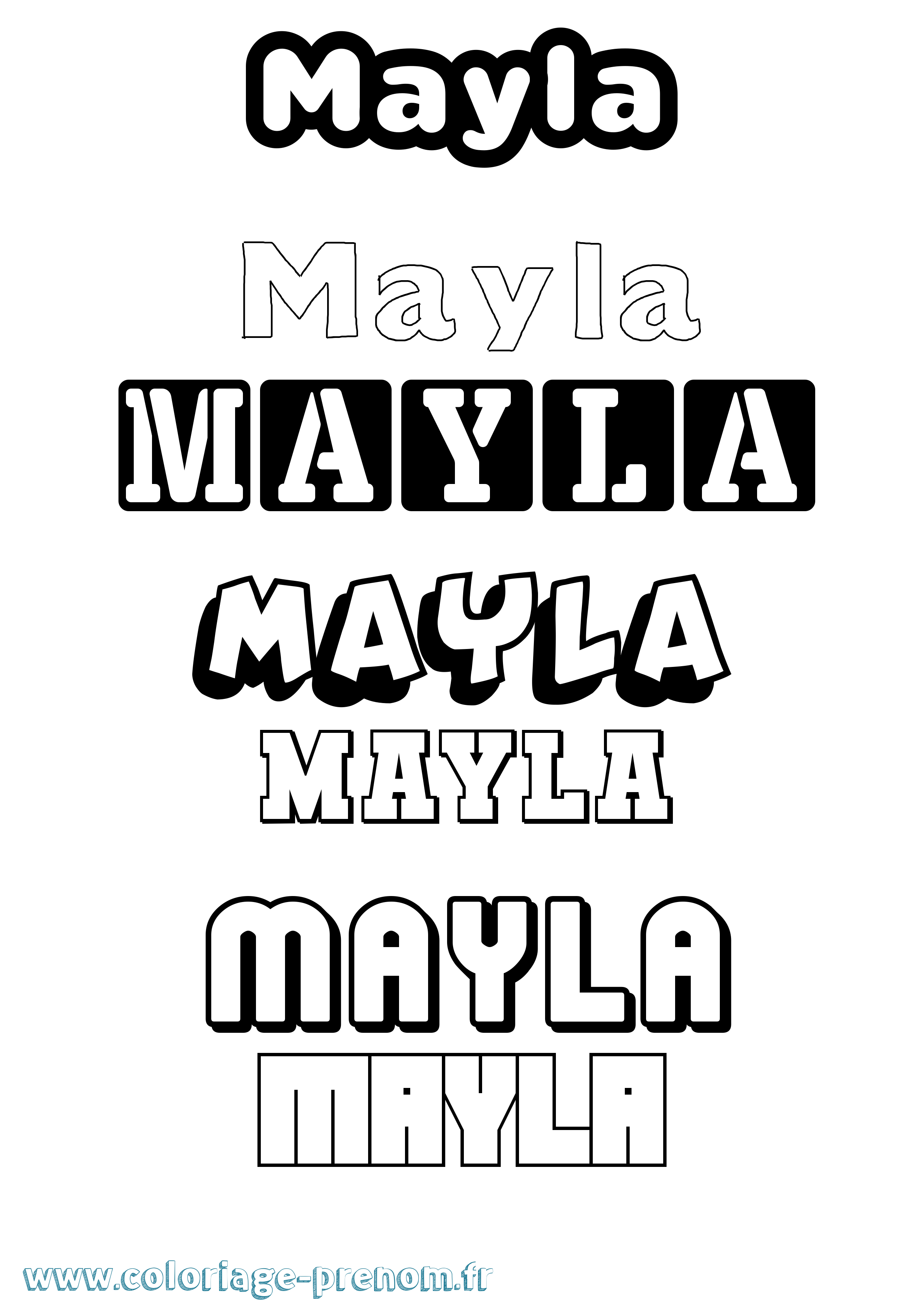 Coloriage prénom Mayla Simple