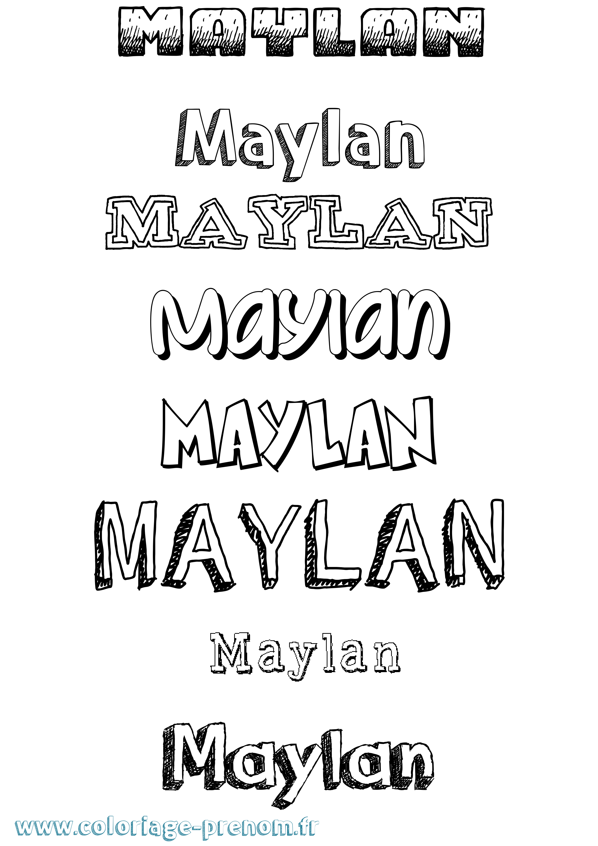 Coloriage prénom Maylan Dessiné