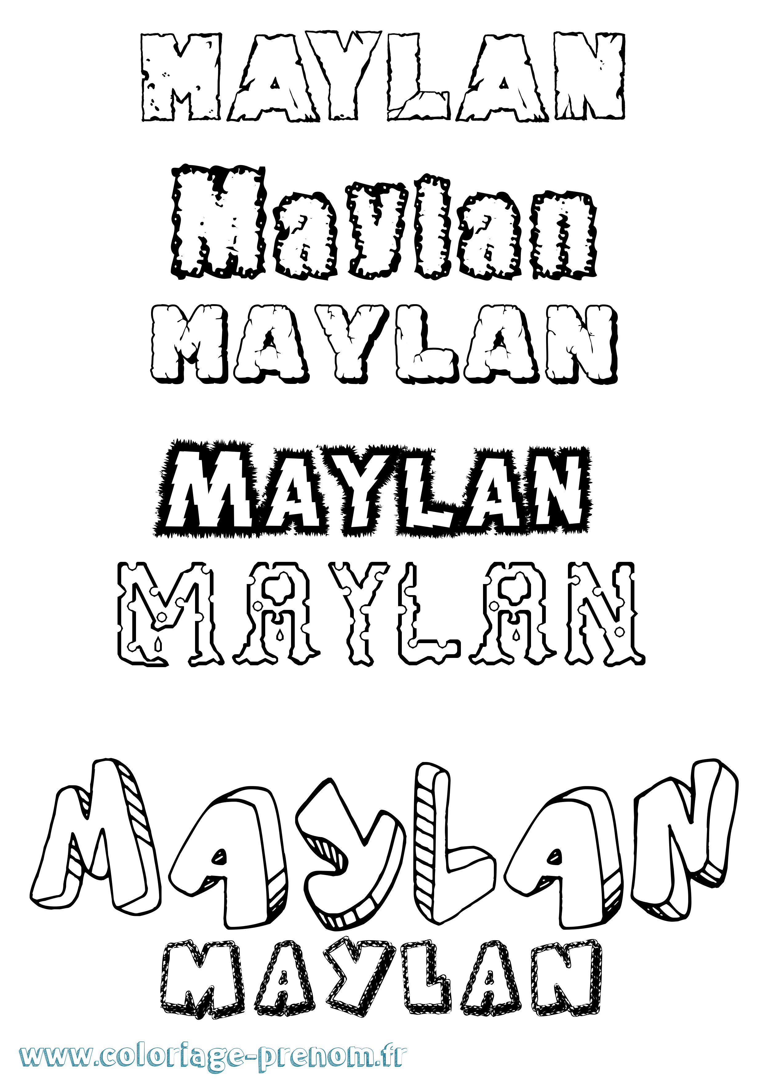 Coloriage prénom Maylan Destructuré