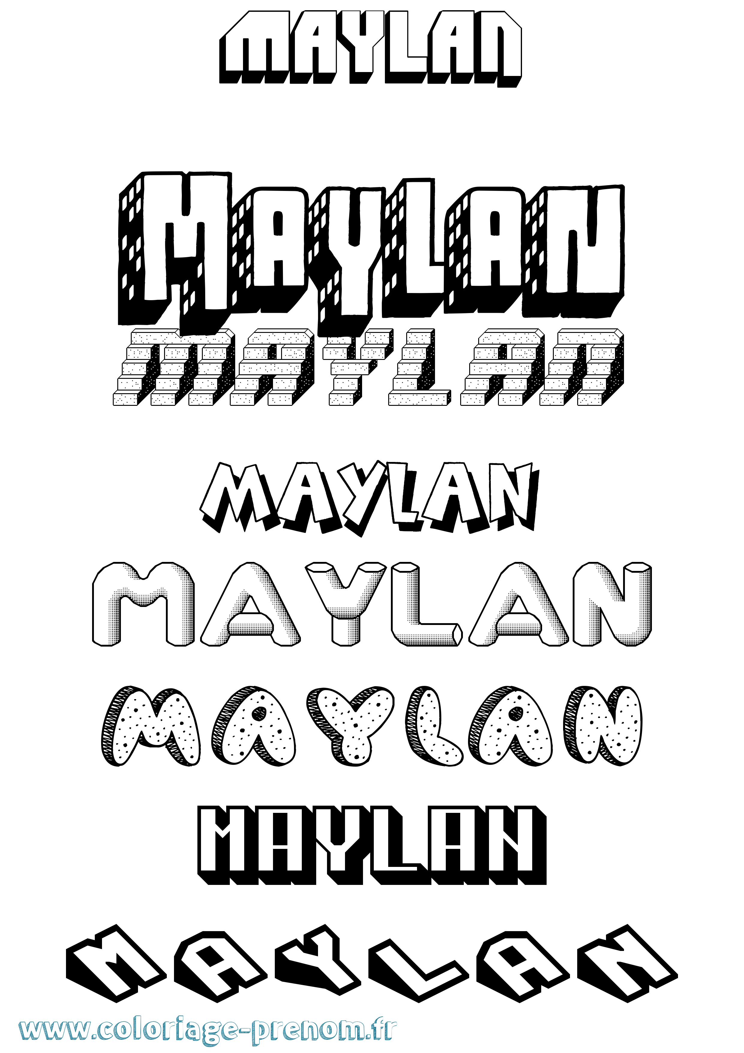 Coloriage prénom Maylan Effet 3D