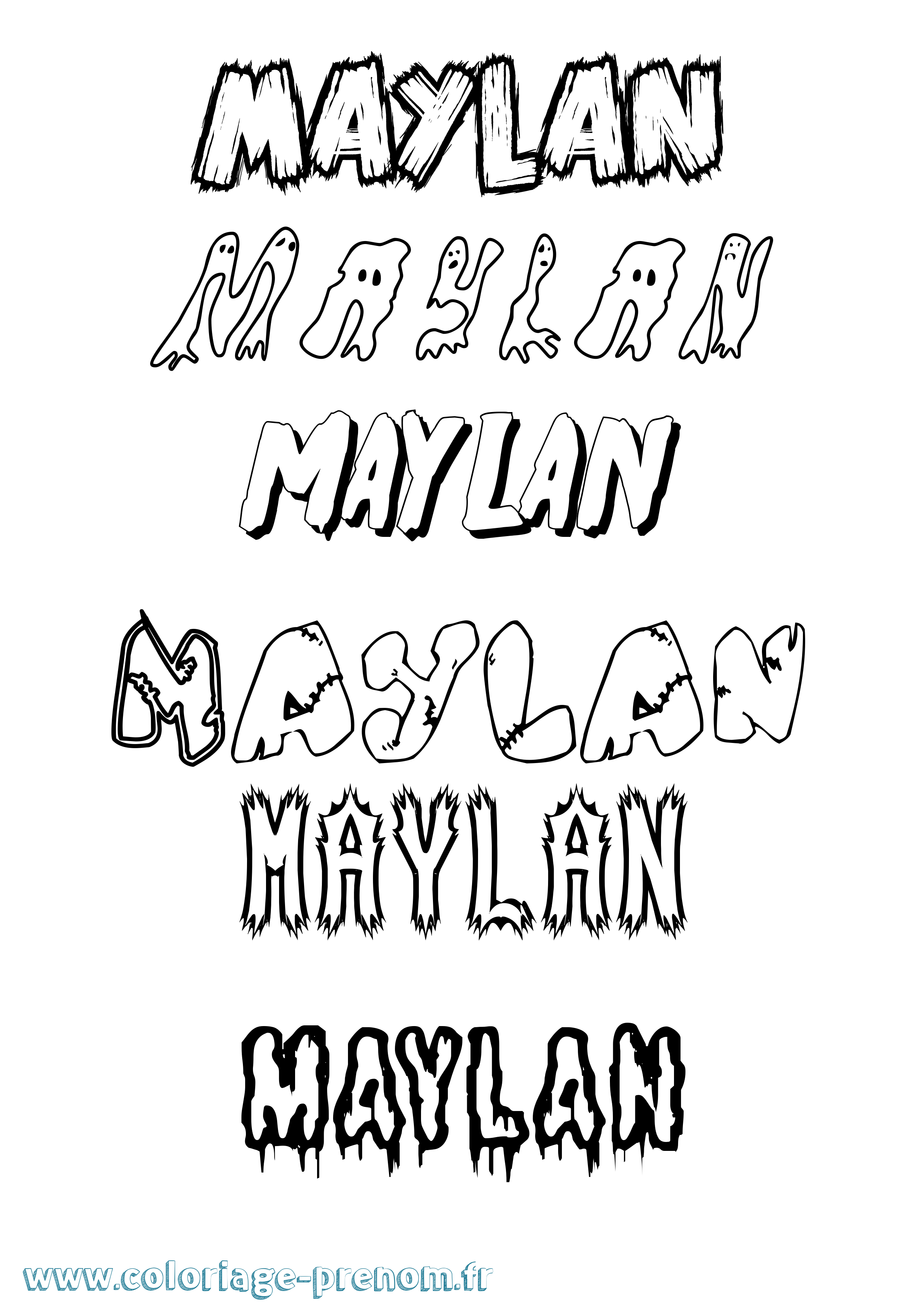 Coloriage prénom Maylan Frisson