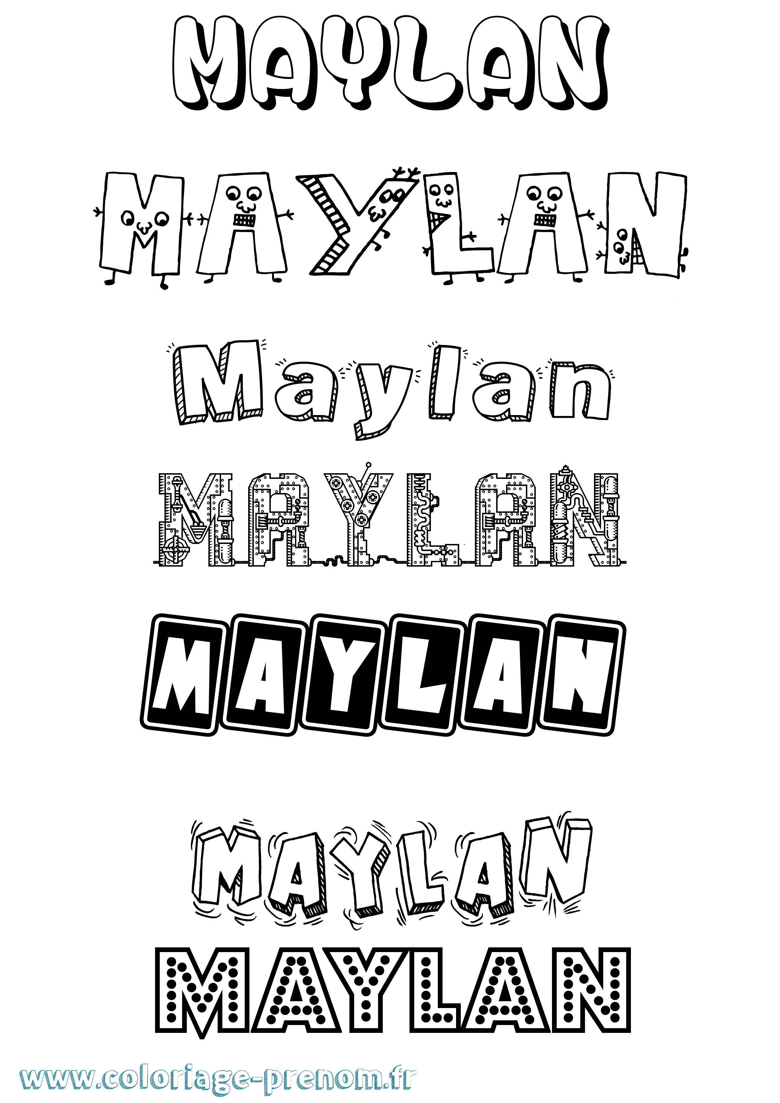 Coloriage prénom Maylan Fun